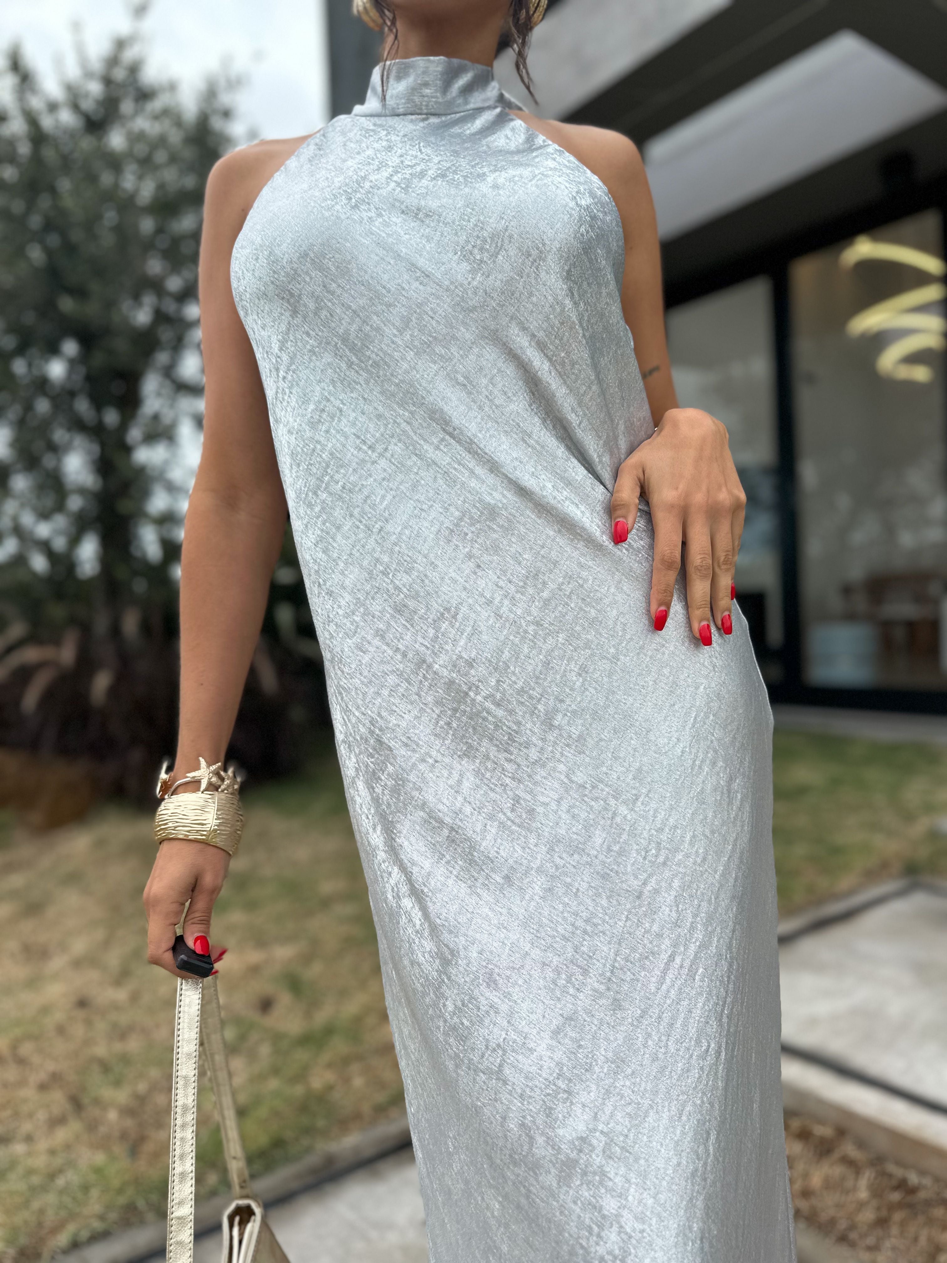 Vestido Alongado Prata Gisa