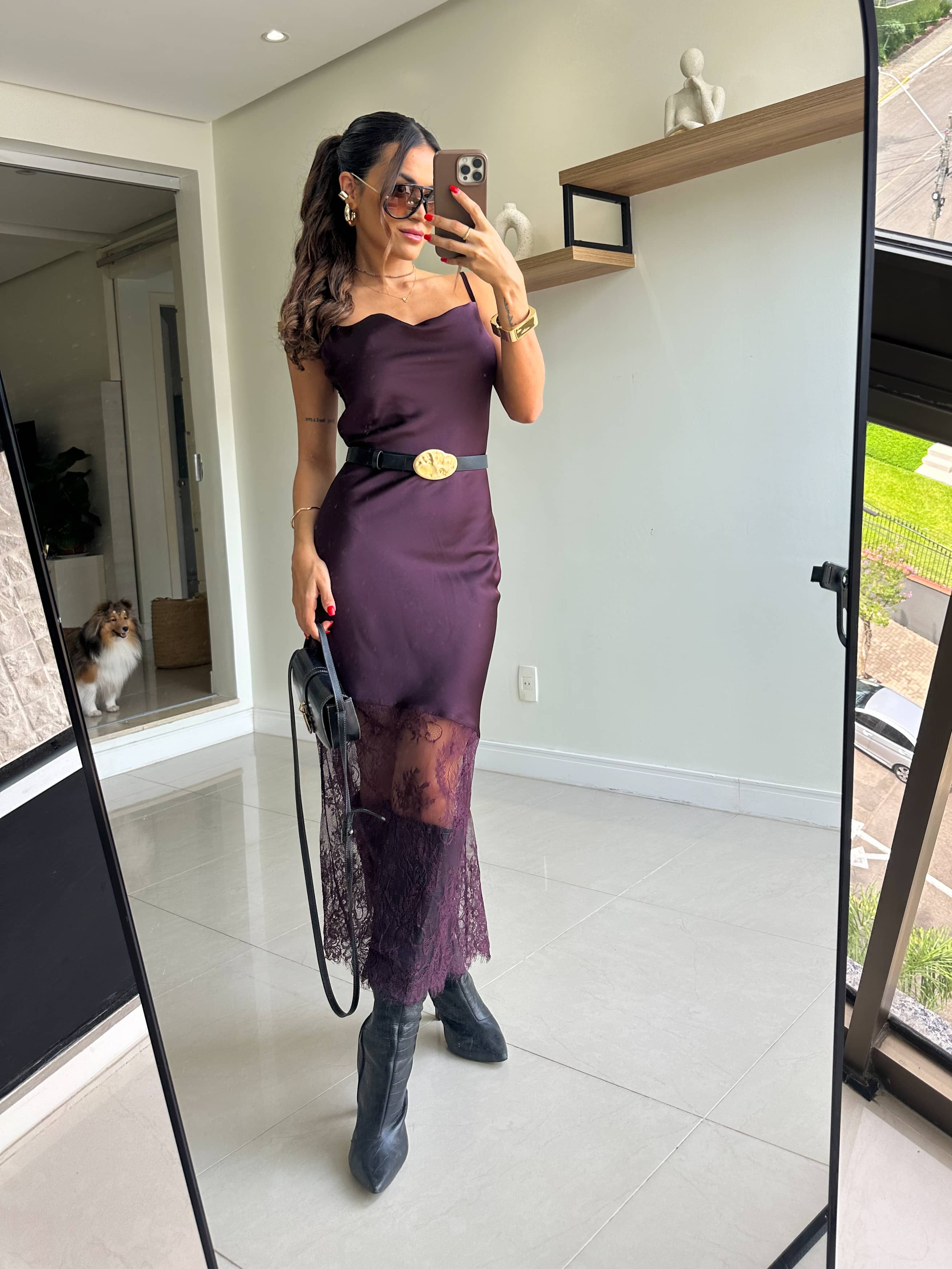 Vestido Midi Acetinado Hayka