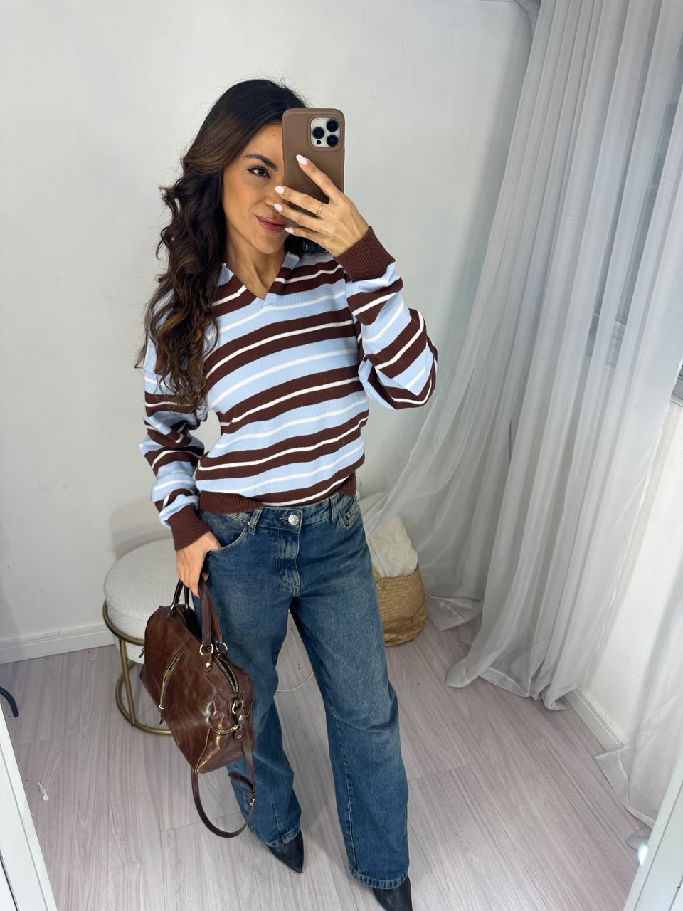 Tricot Listrado Azul Liz