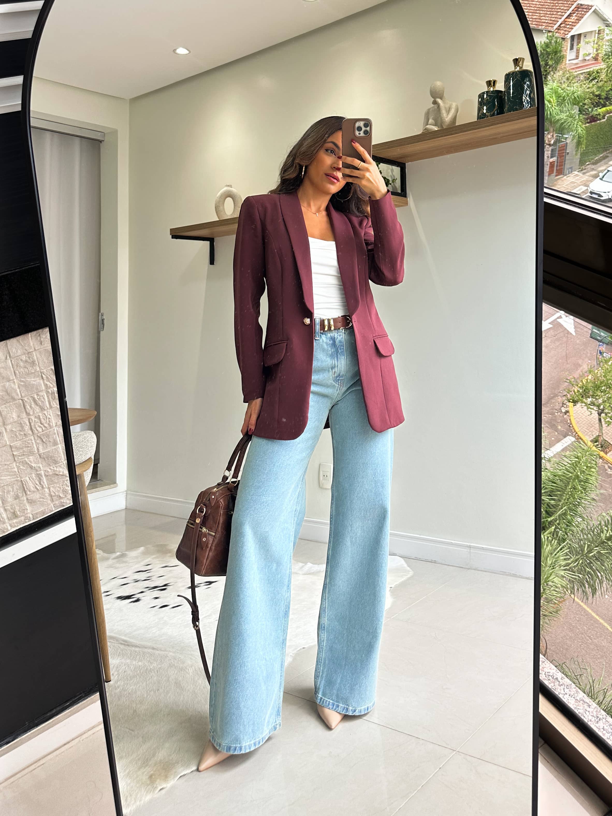 Blazer Alongado Marrom Lia