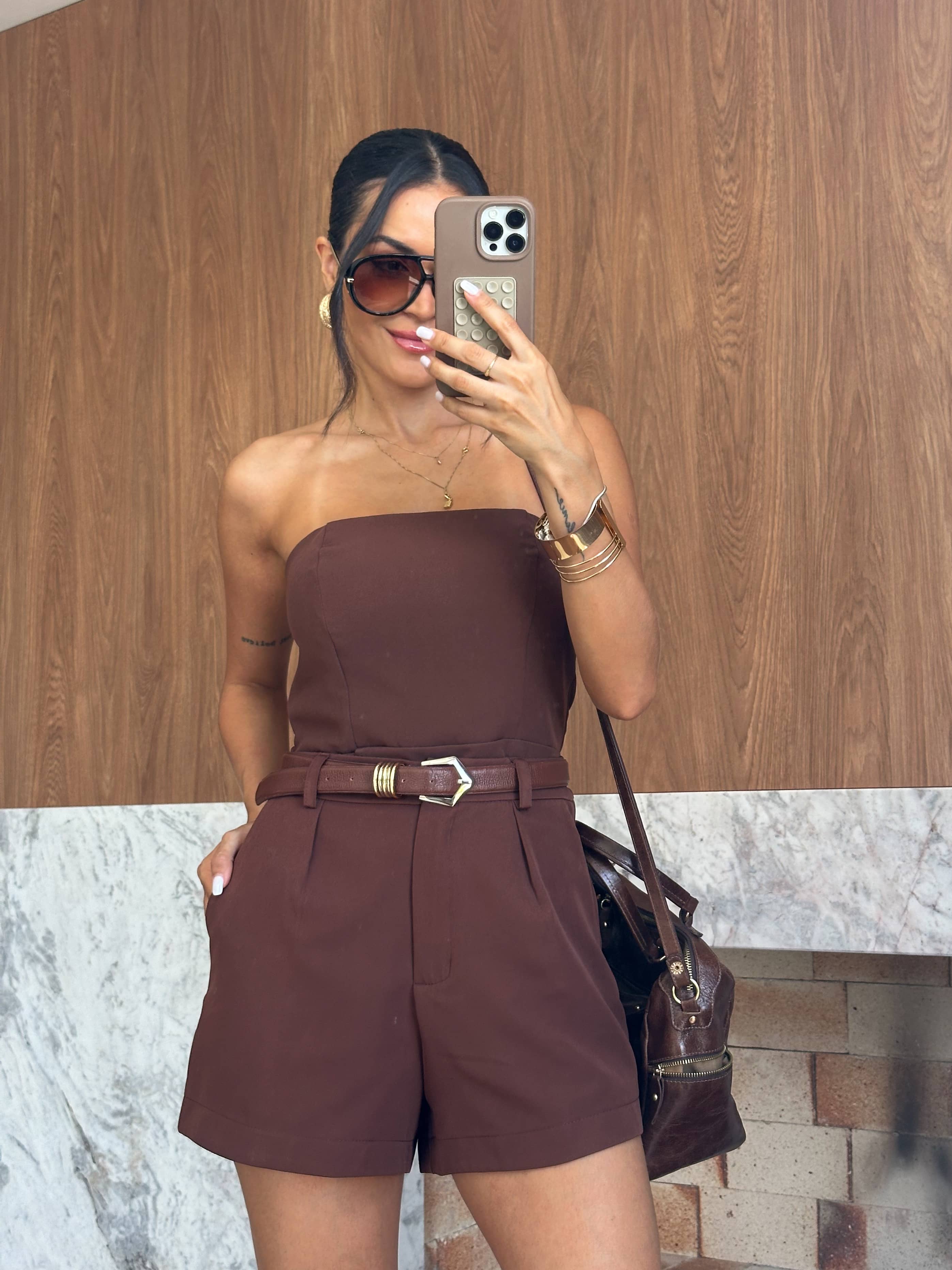 Short Alfaiataria Marrom Nick