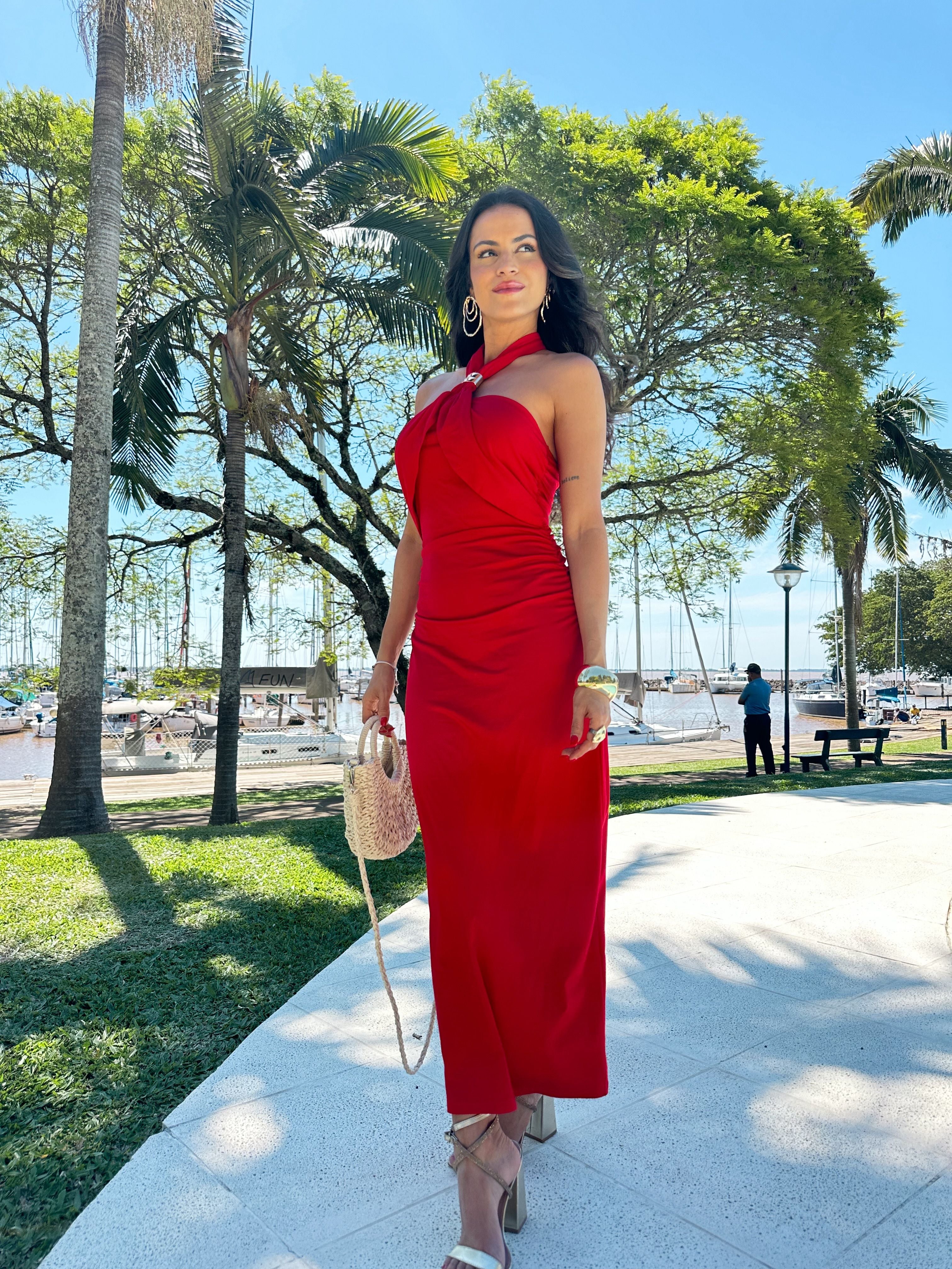 Vestido Midi Vermelho Anne