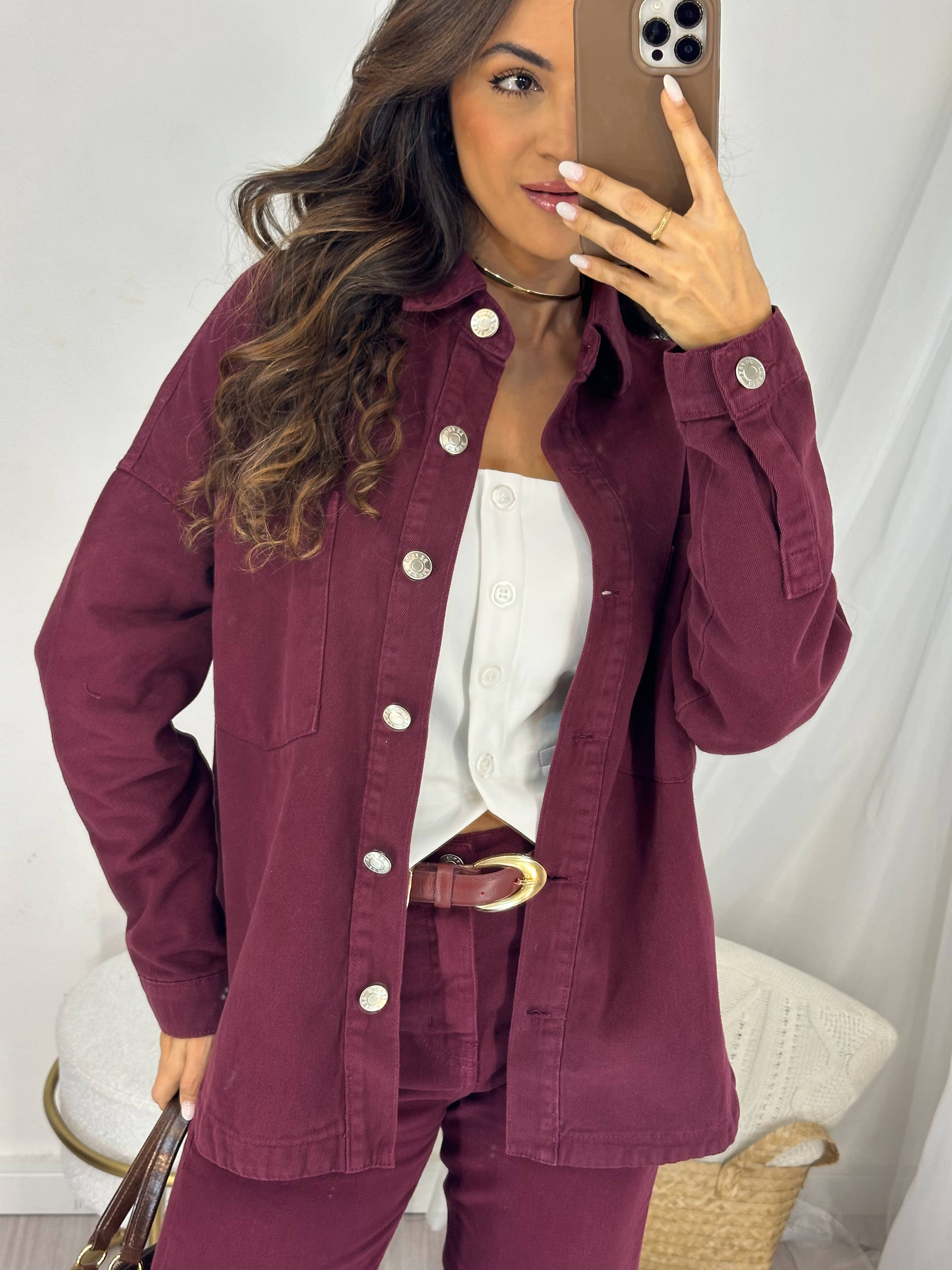 Camisa Jeans Vinho Harper