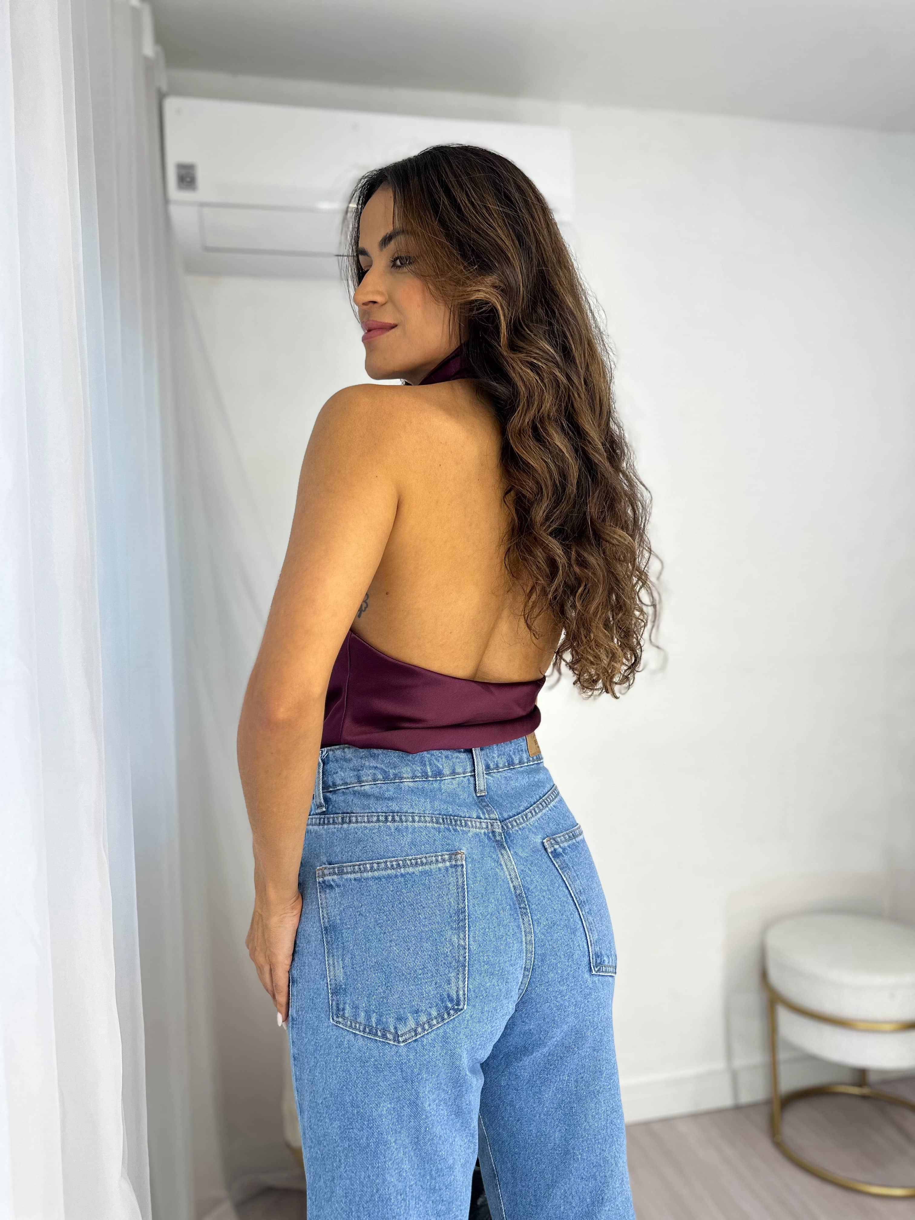 Blusa Acetinada Zara Vinho