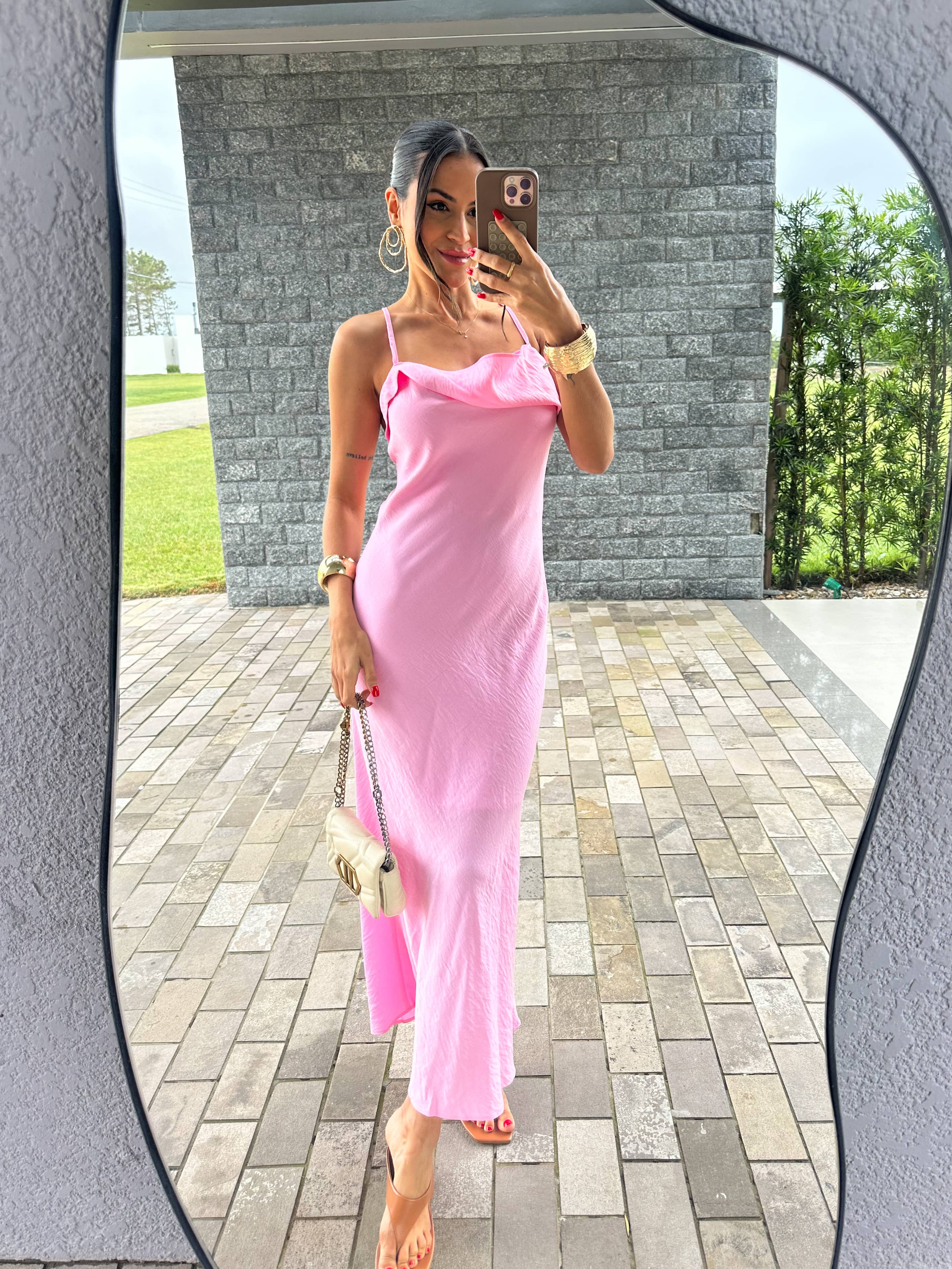 Vestido Midi Rosa Nena