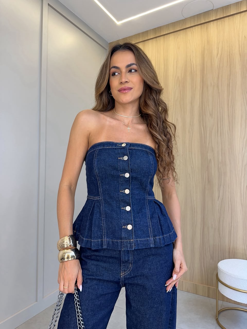 Calça Jeans Barrel Escura Bebel