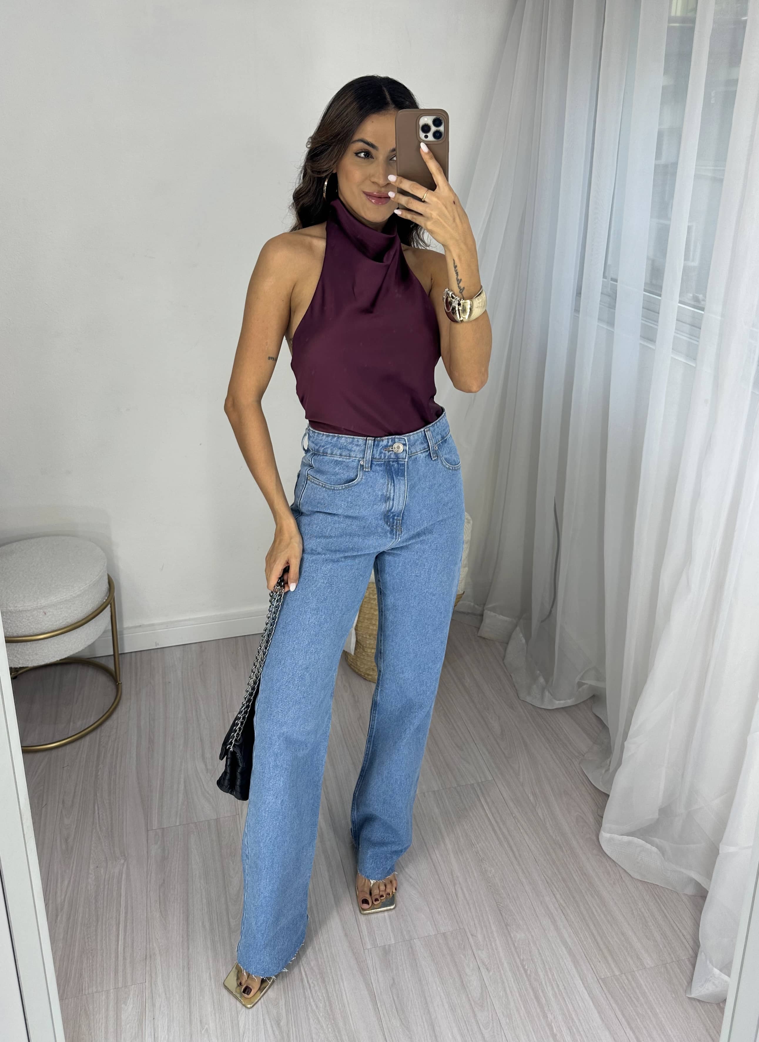 Calça Wide Leg Média Reji