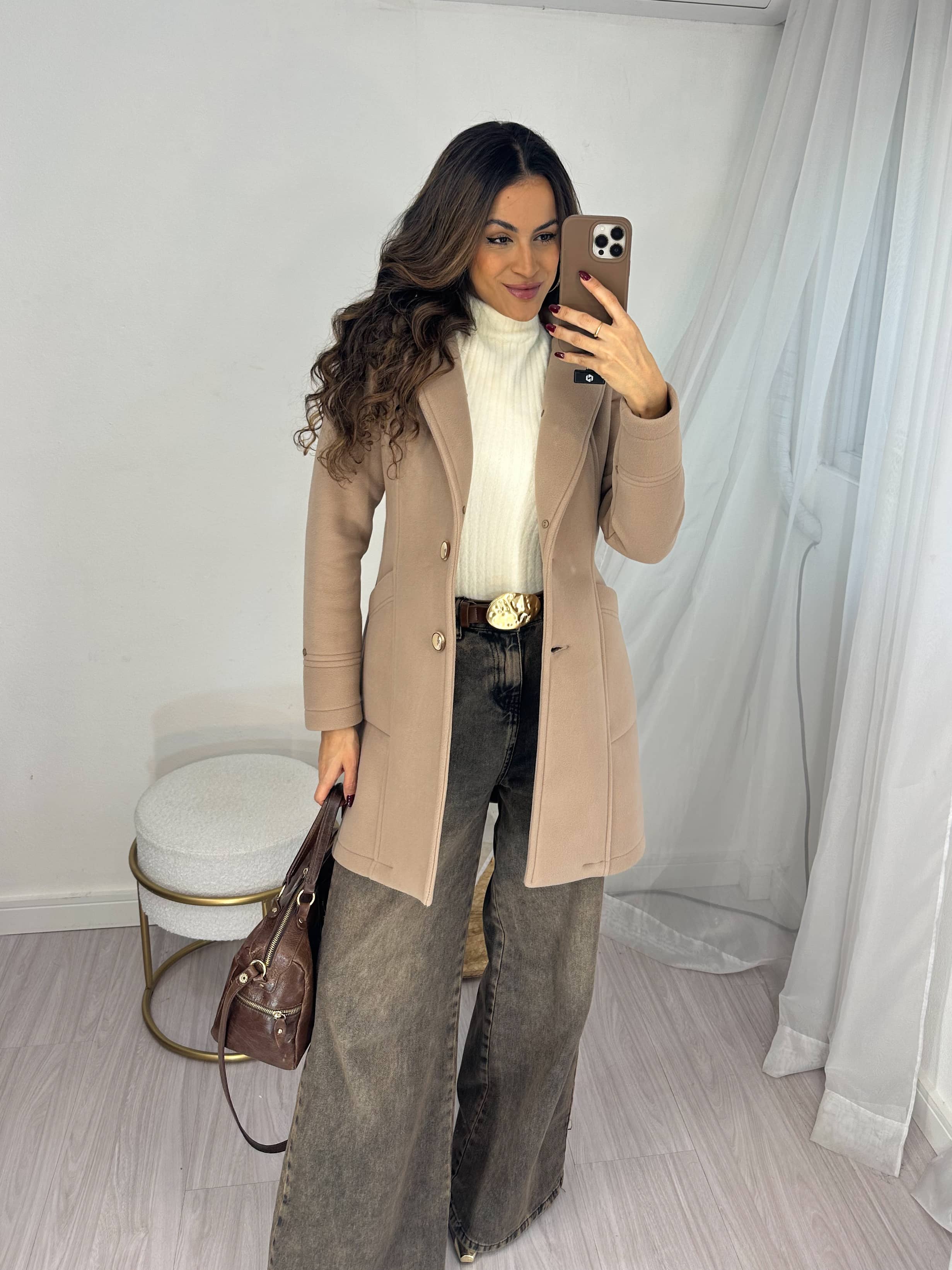 Casaco Ultra Premium Térmico Gola Pele Madrid Nude