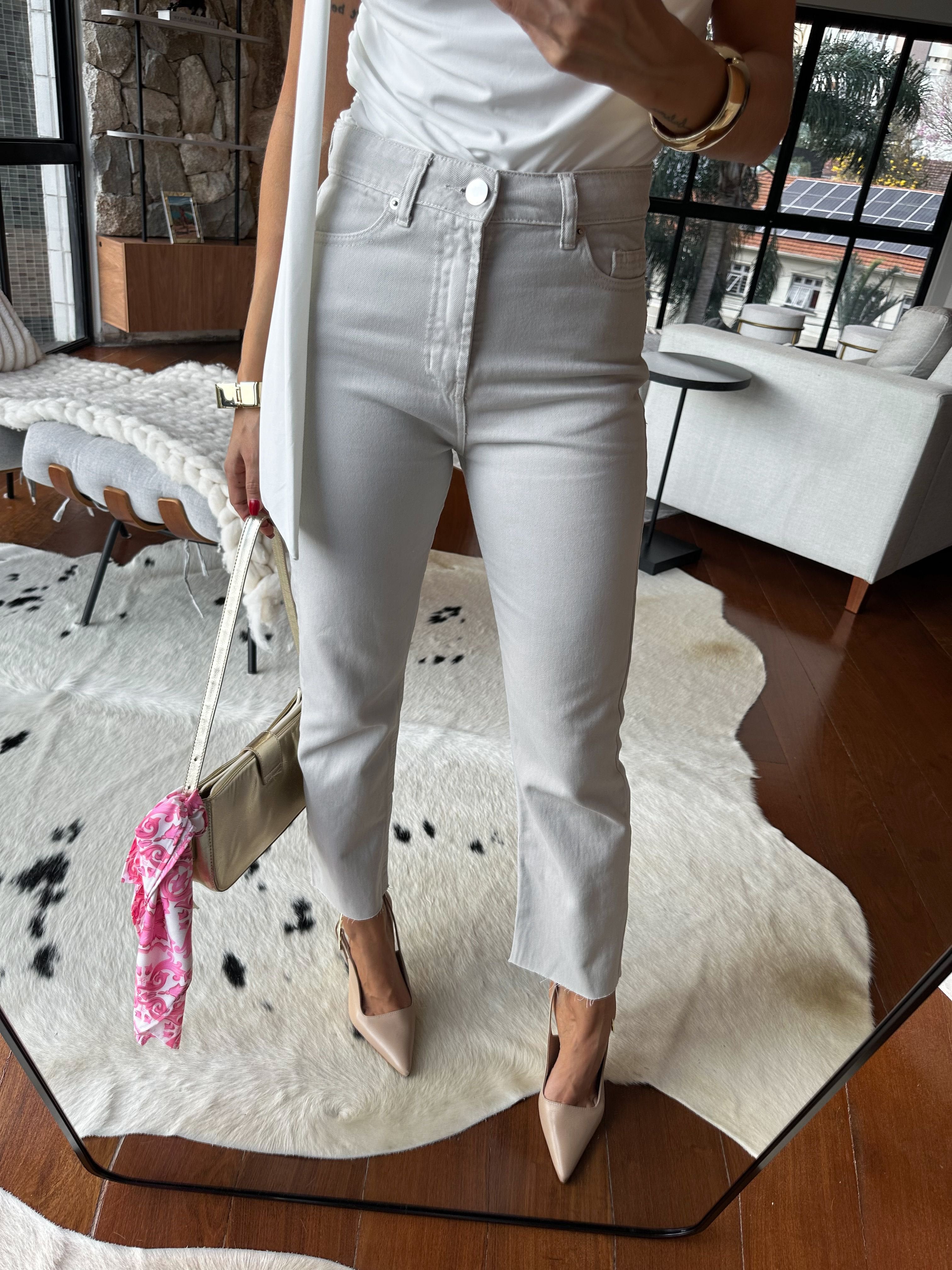 Calça Reta Jeans Mily Areia