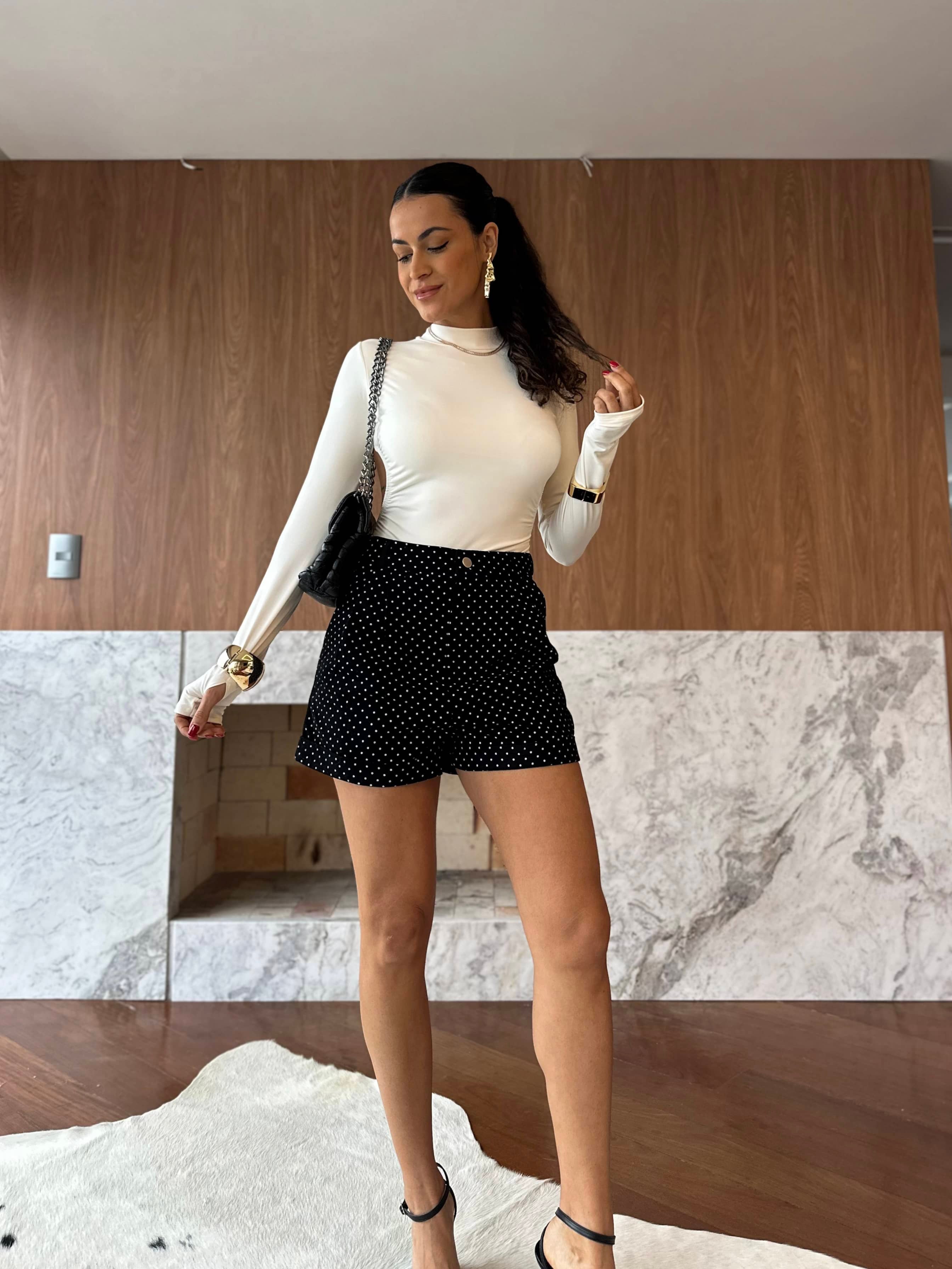 Short Preto Poá Tessie