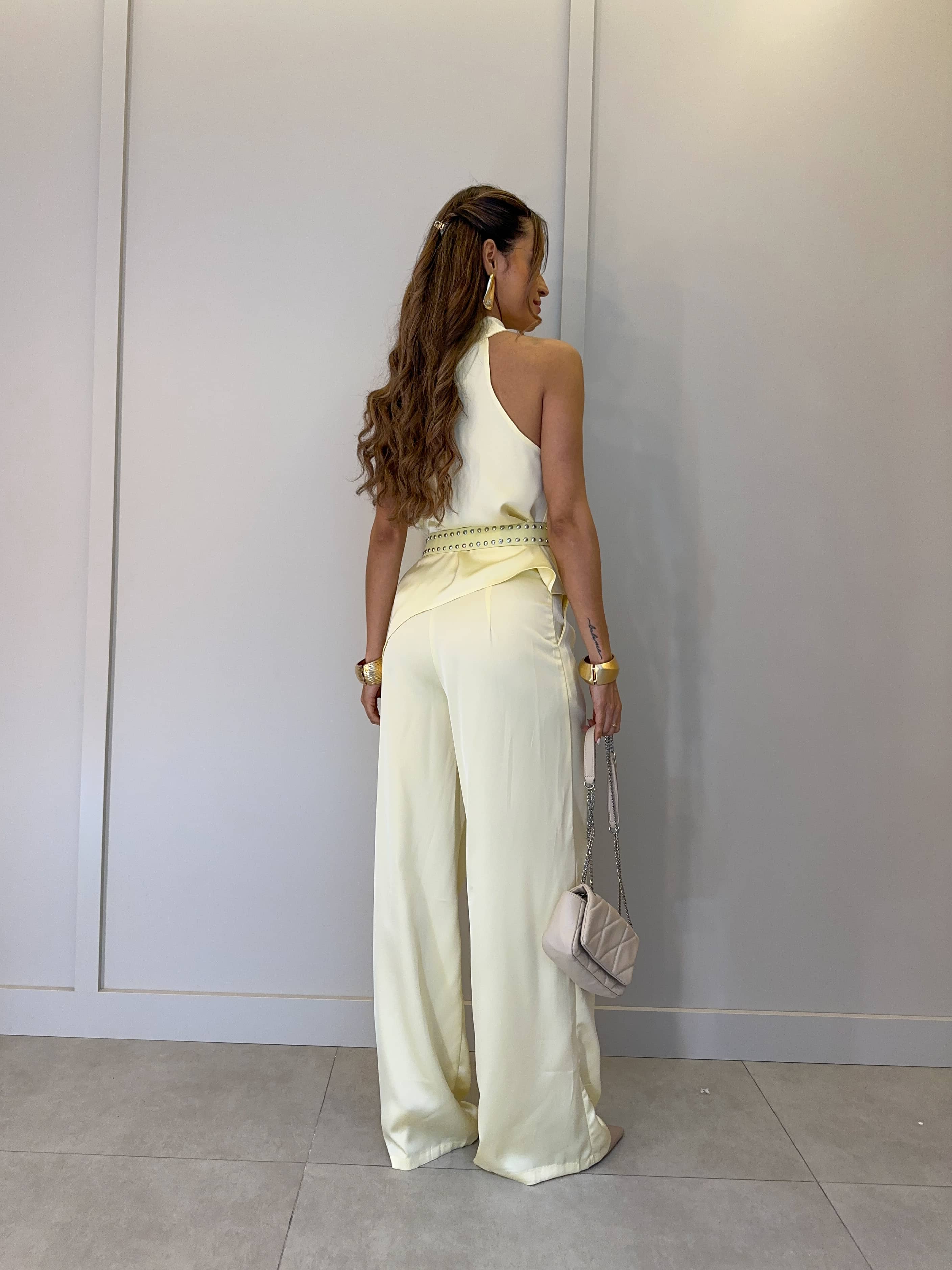 Conjunto Acetinado Amarelo Mayra