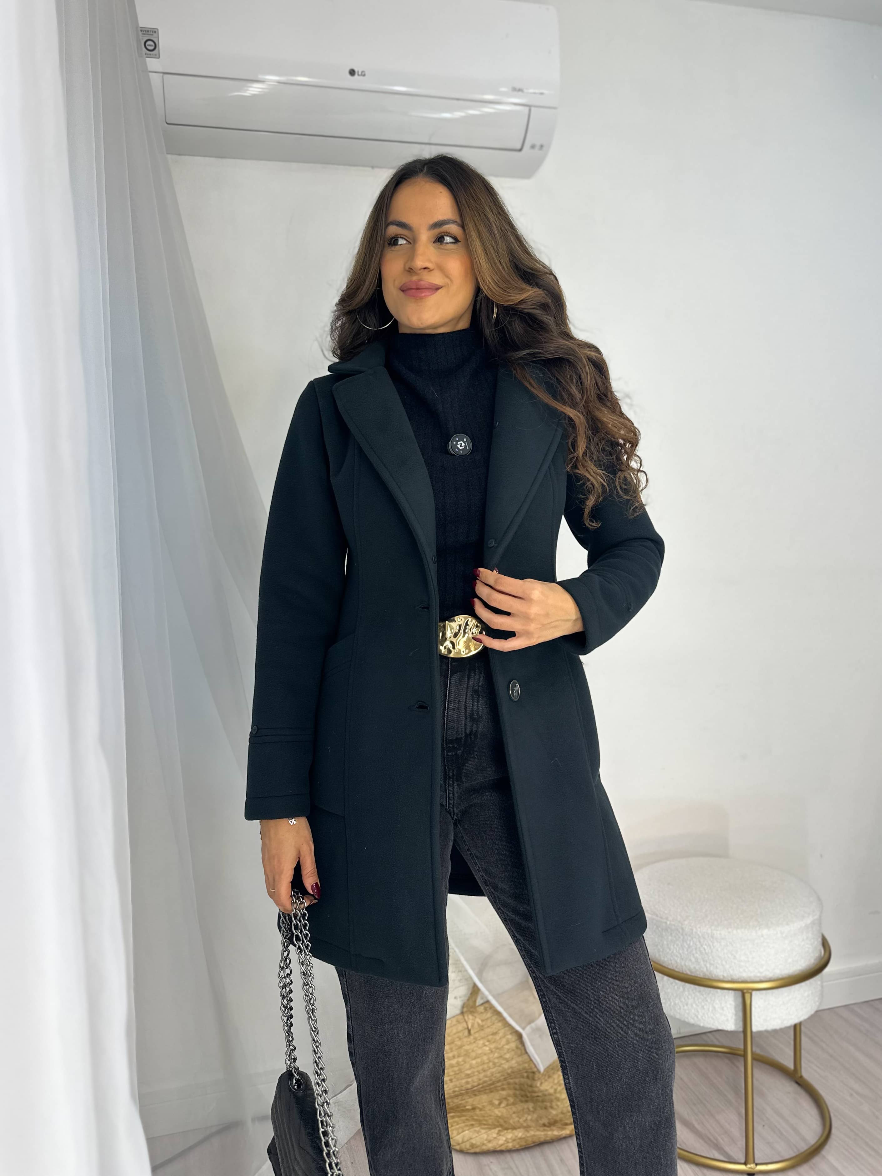 Casaco Ultra Premium Térmico Gola Pele Preto Madrid