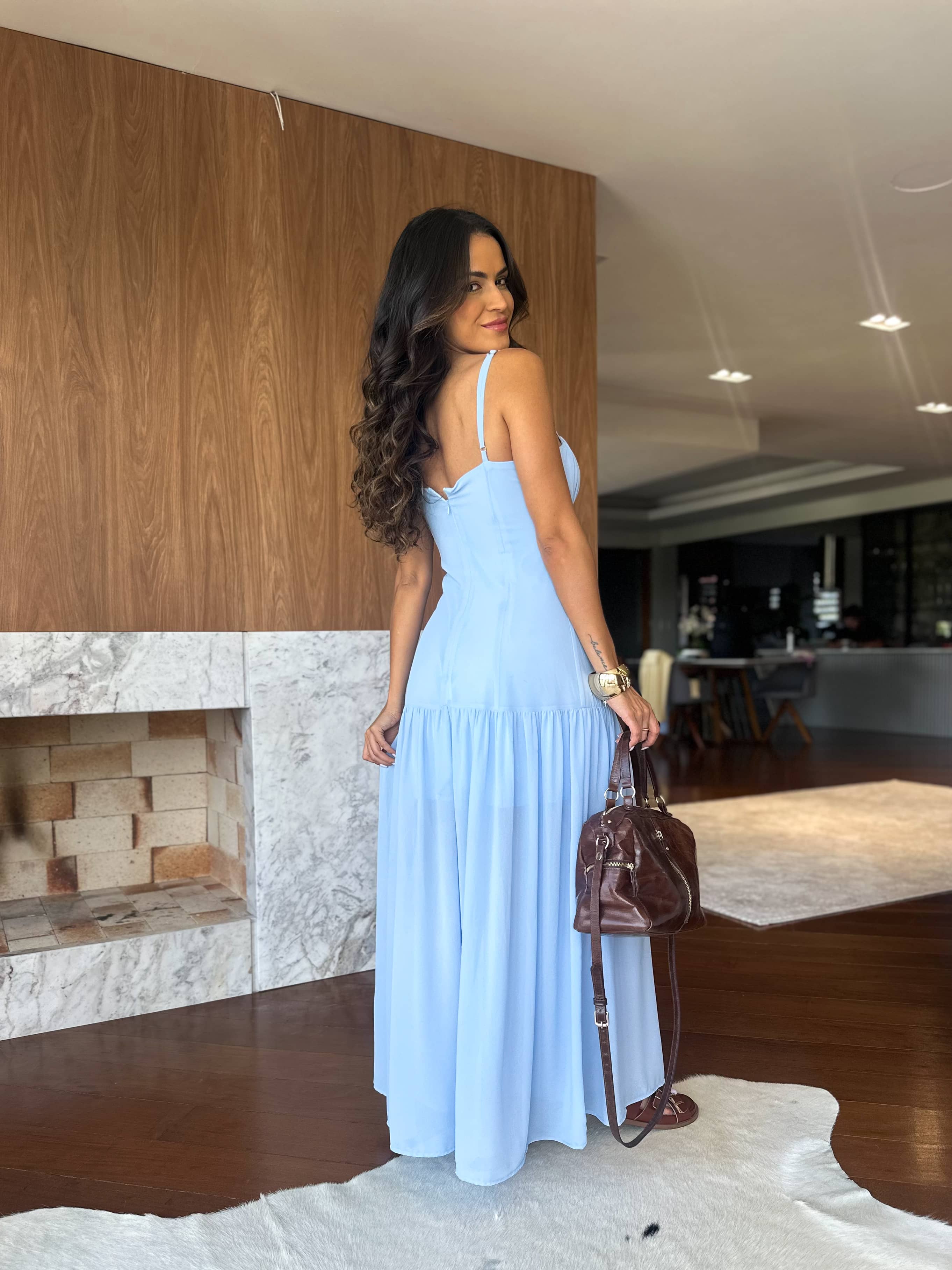 Vestido Alongado Azul Betina