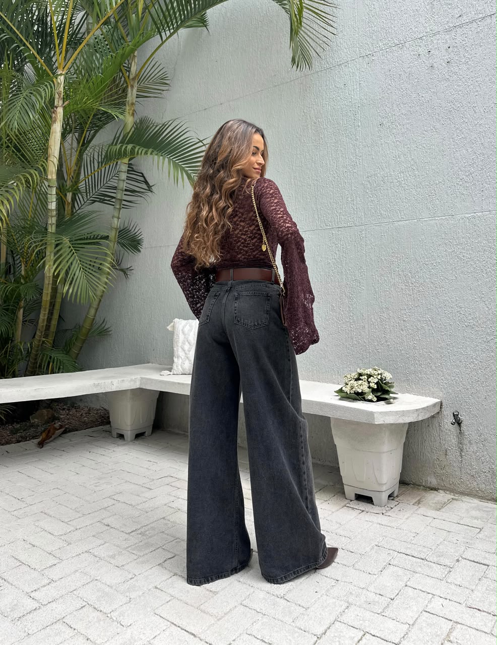 Blusa Marrom Renda Katia