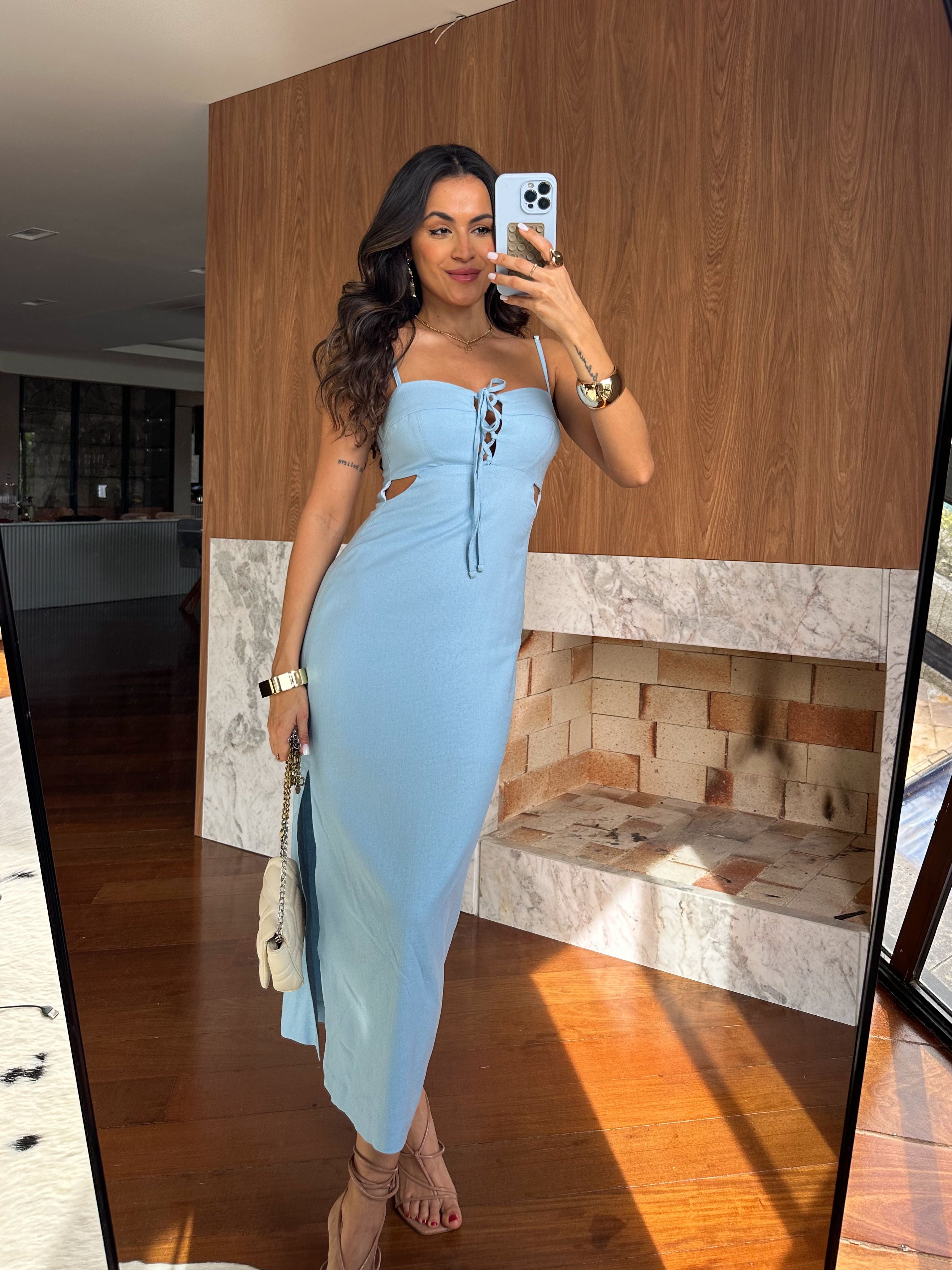 Vestido Midi Azul Falls