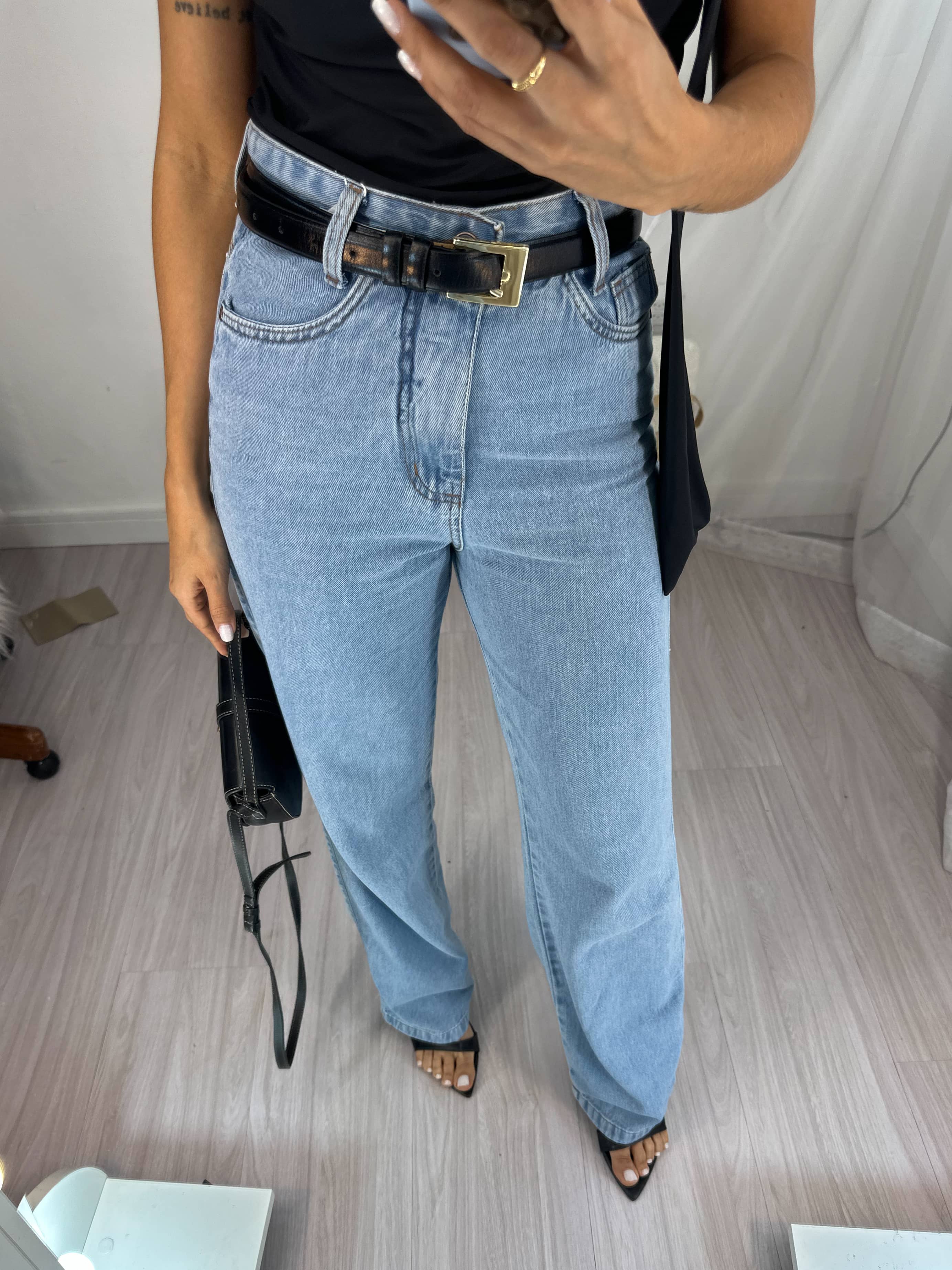 Calça Wide Leg Jeans Vivi Média