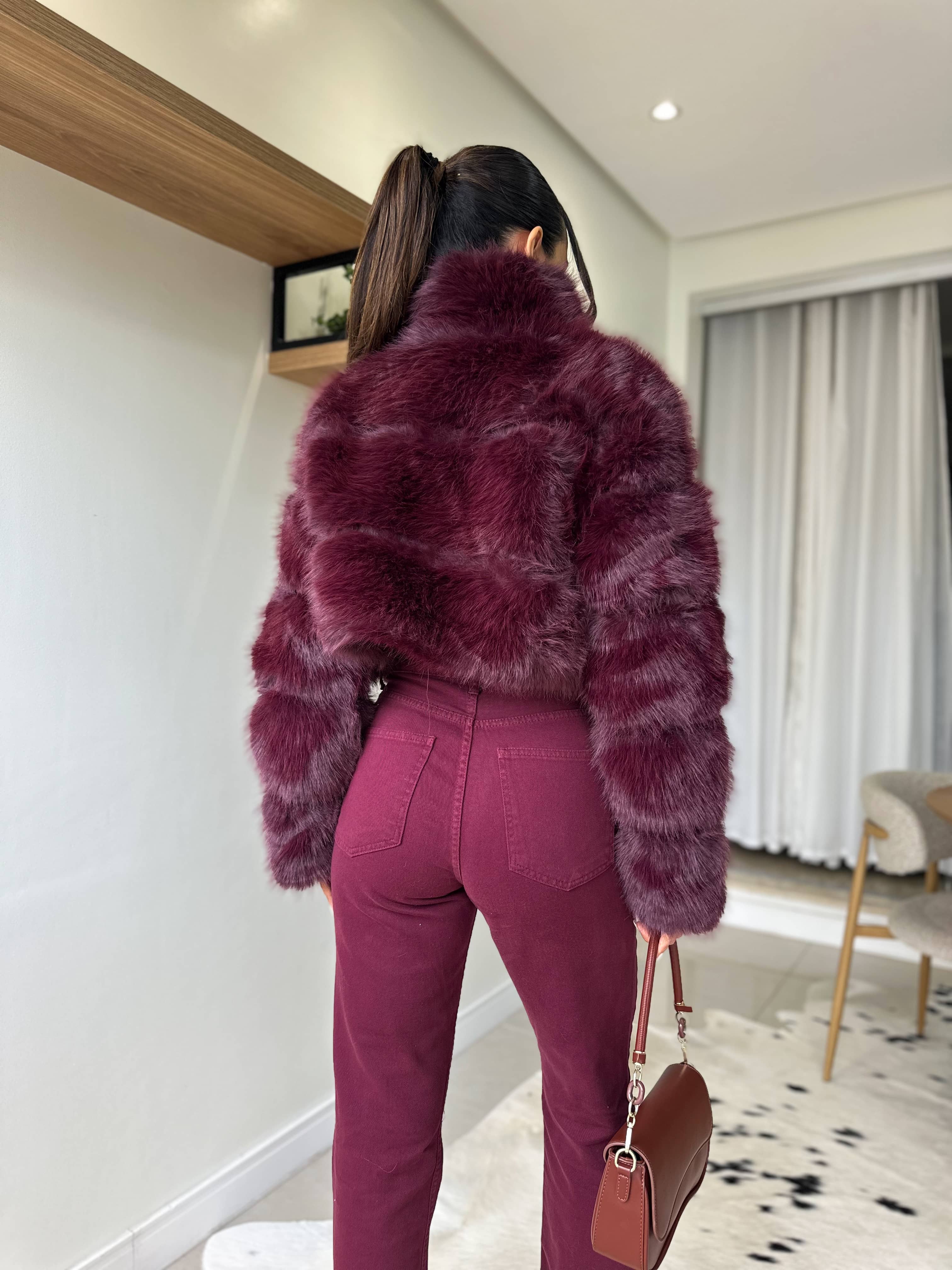 Calça Reta Jeans Mily Vinho