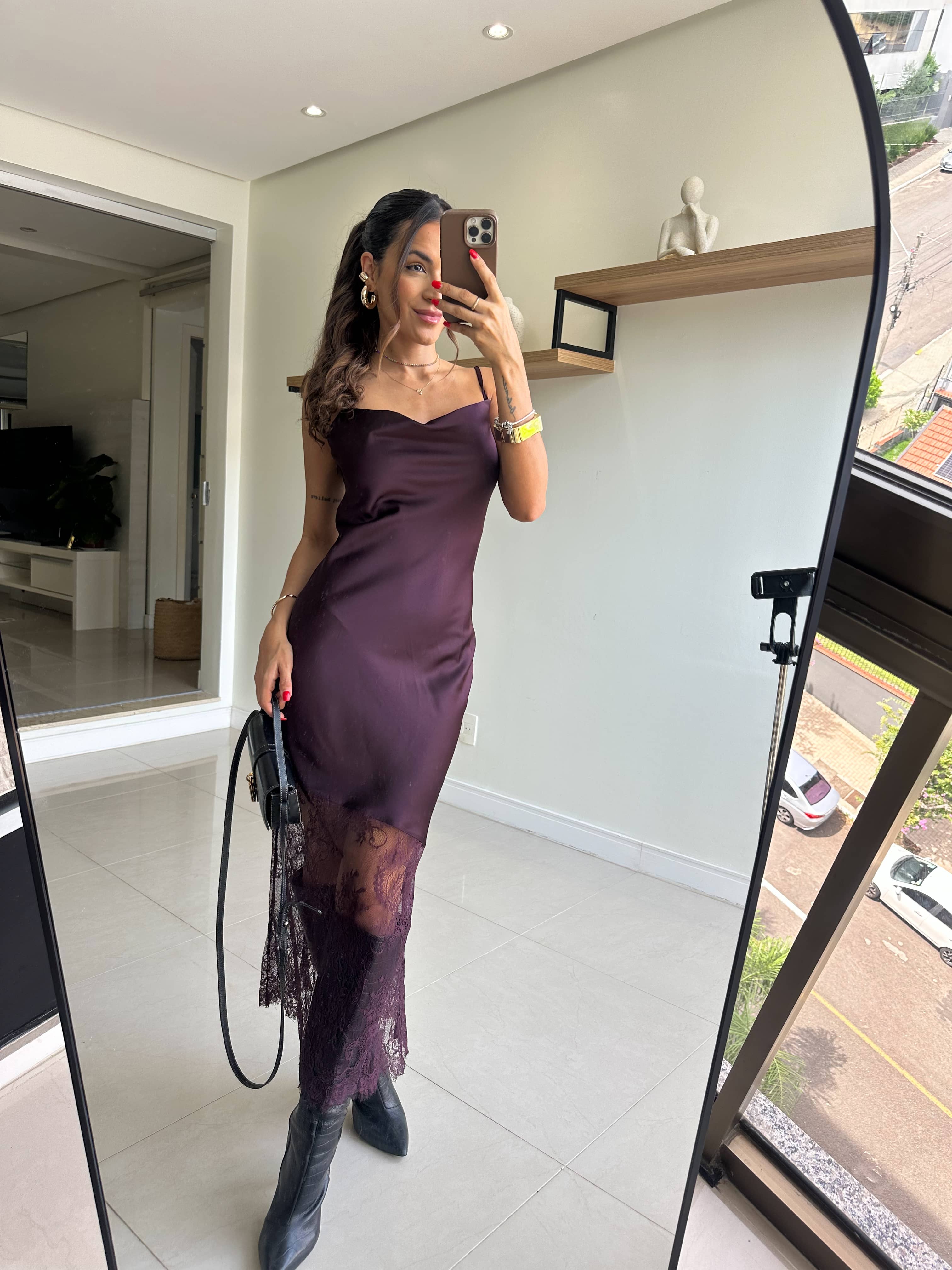 Vestido Midi Acetinado Hayka