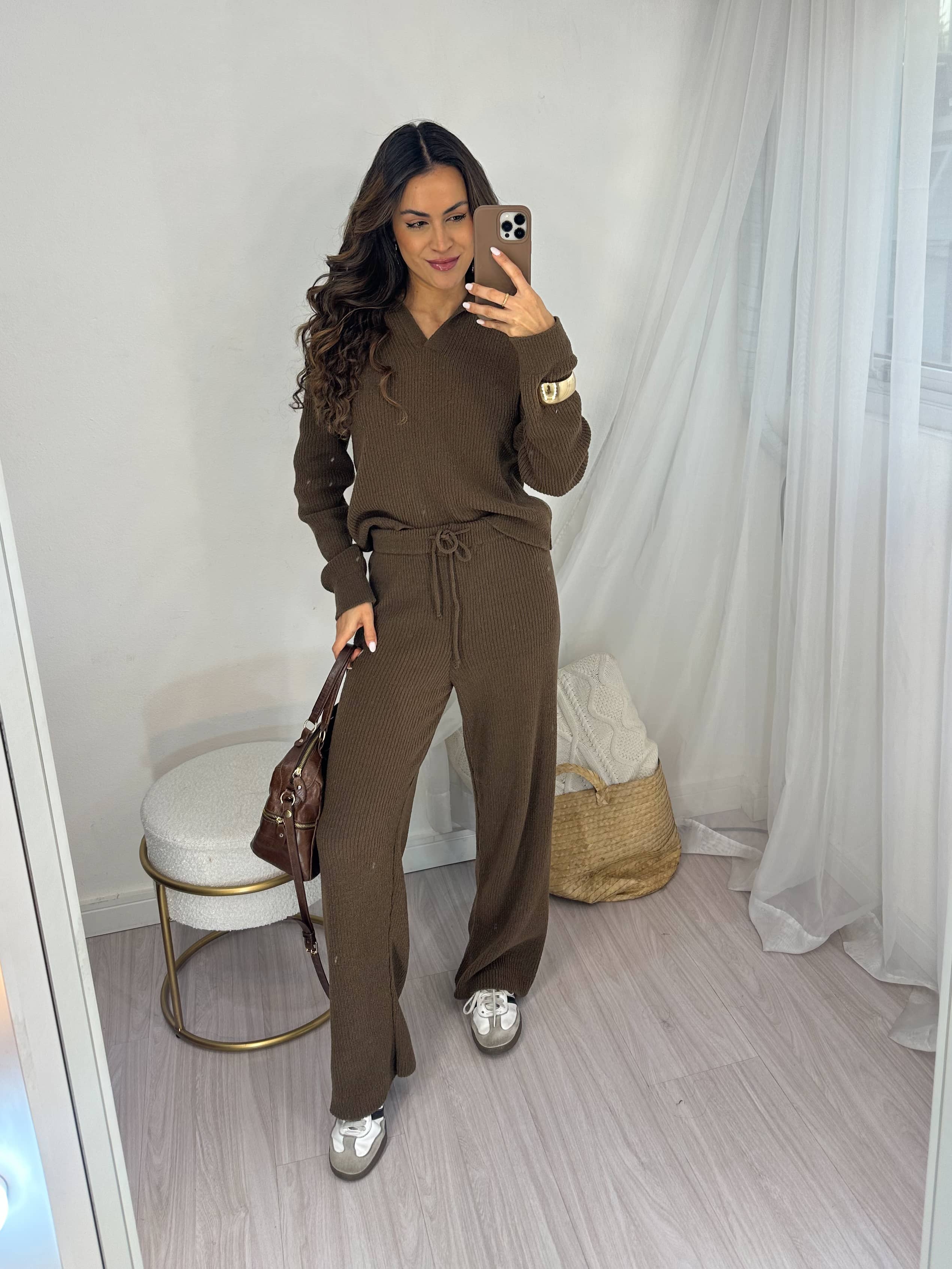 Conjunto Tricot Marrom Siena