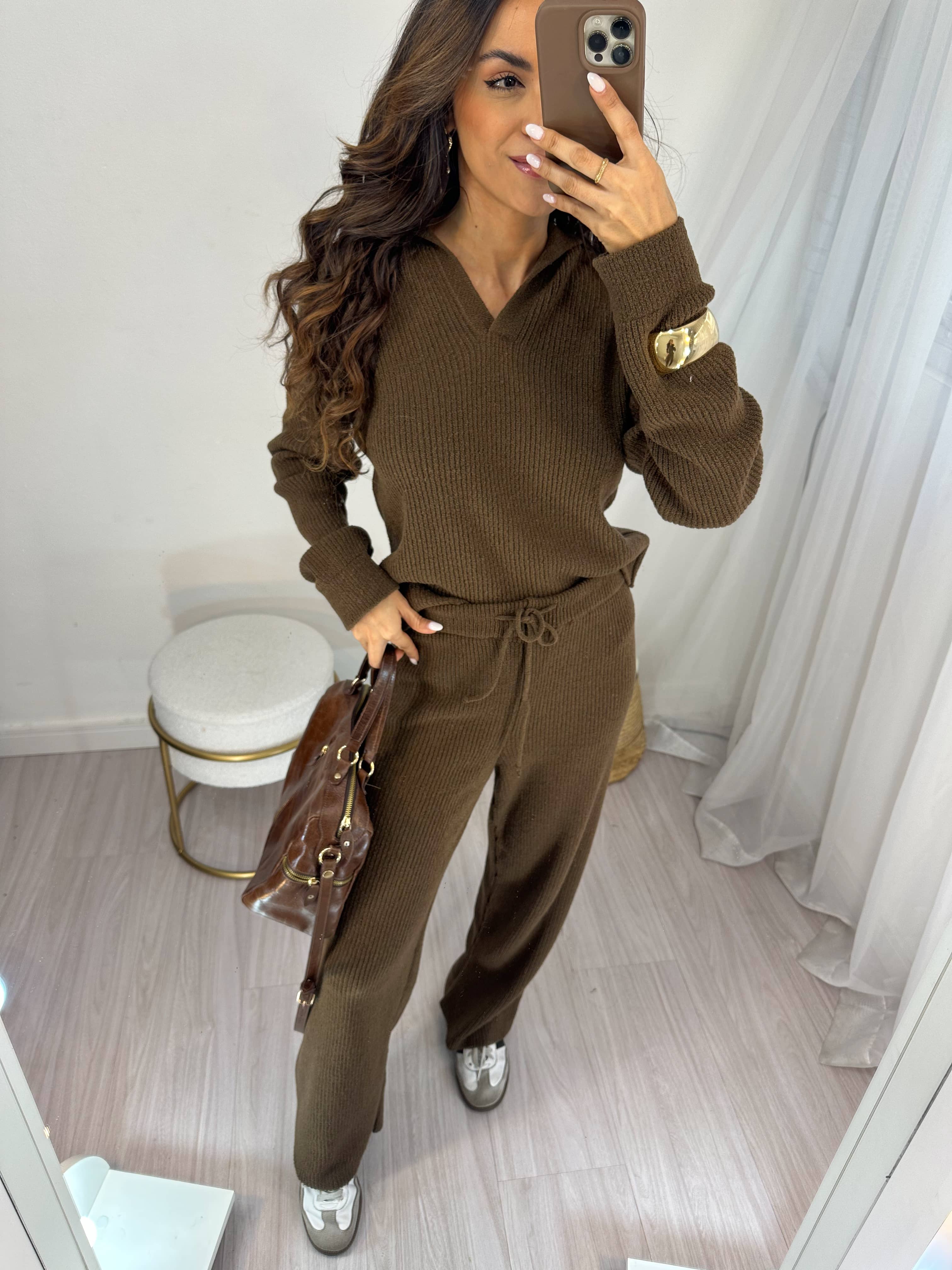 Conjunto Tricot Marrom Siena
