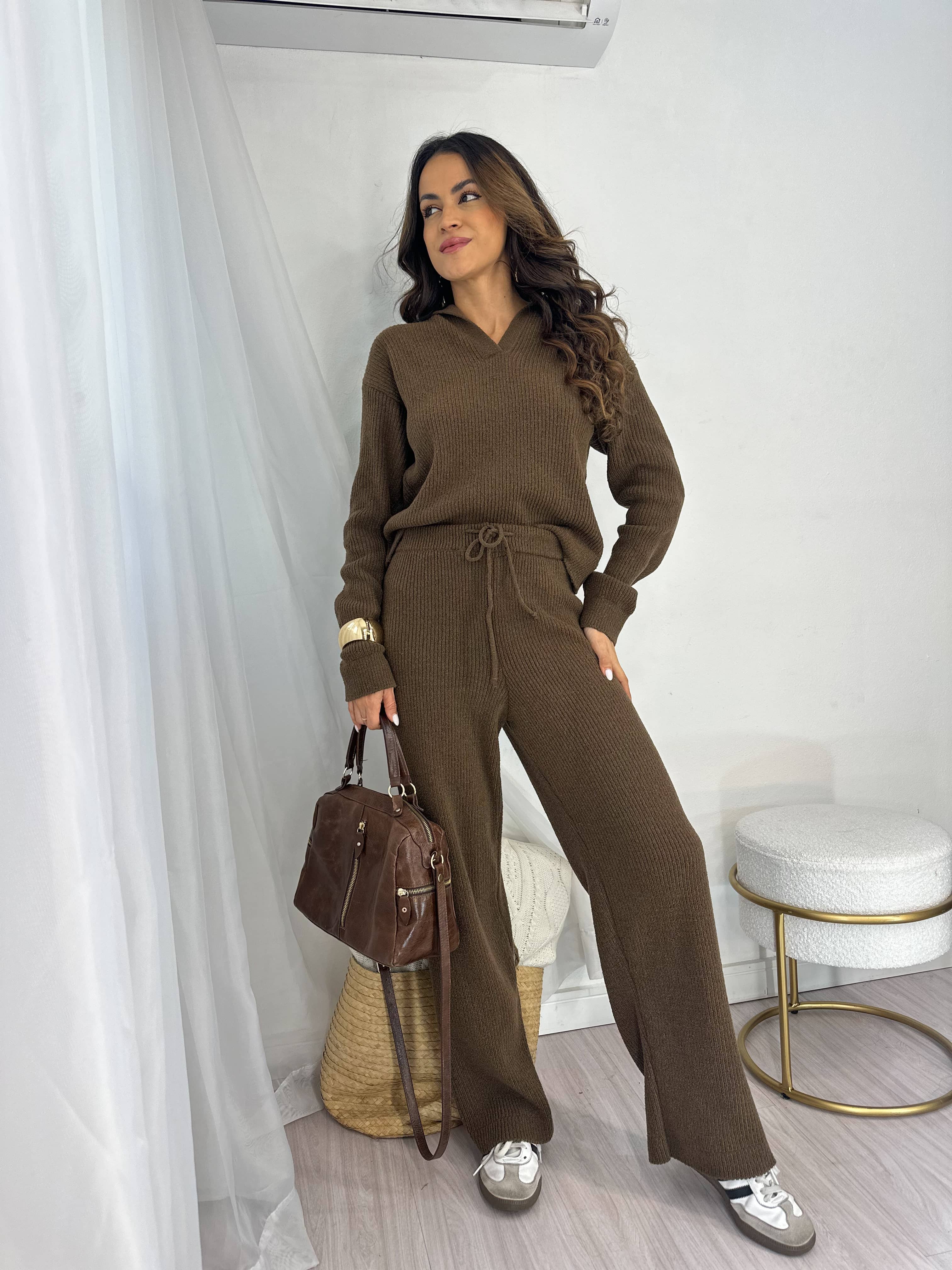 Conjunto Tricot Marrom Siena