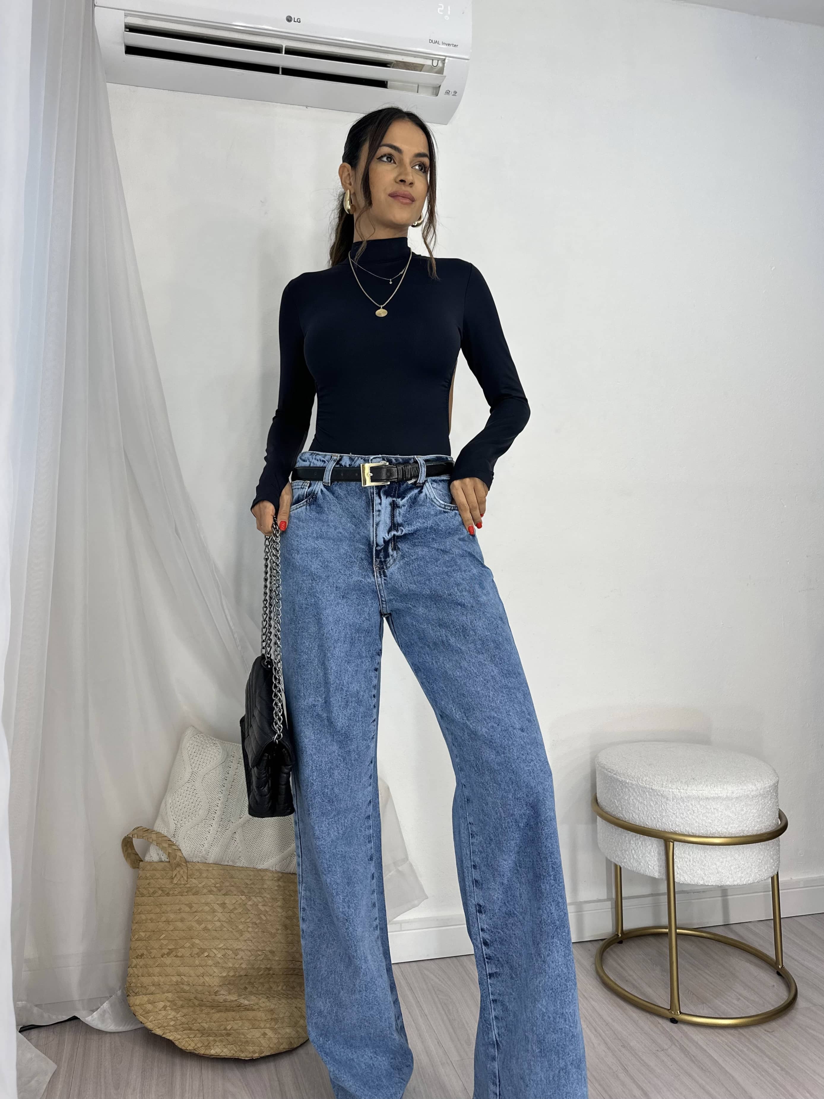 Calça Jeans Wide Leg Nina