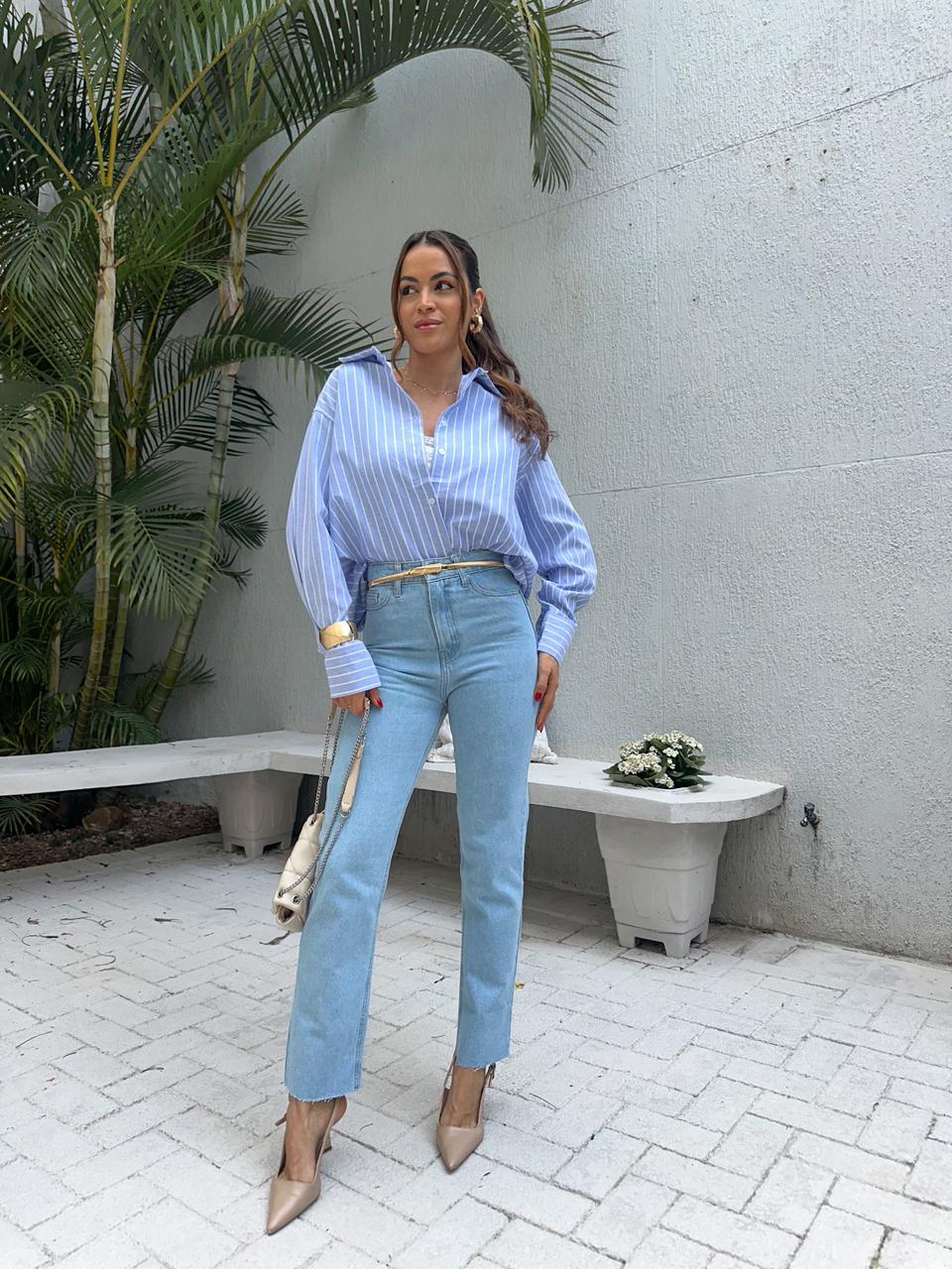 Camisa Listrada Azul Cissa