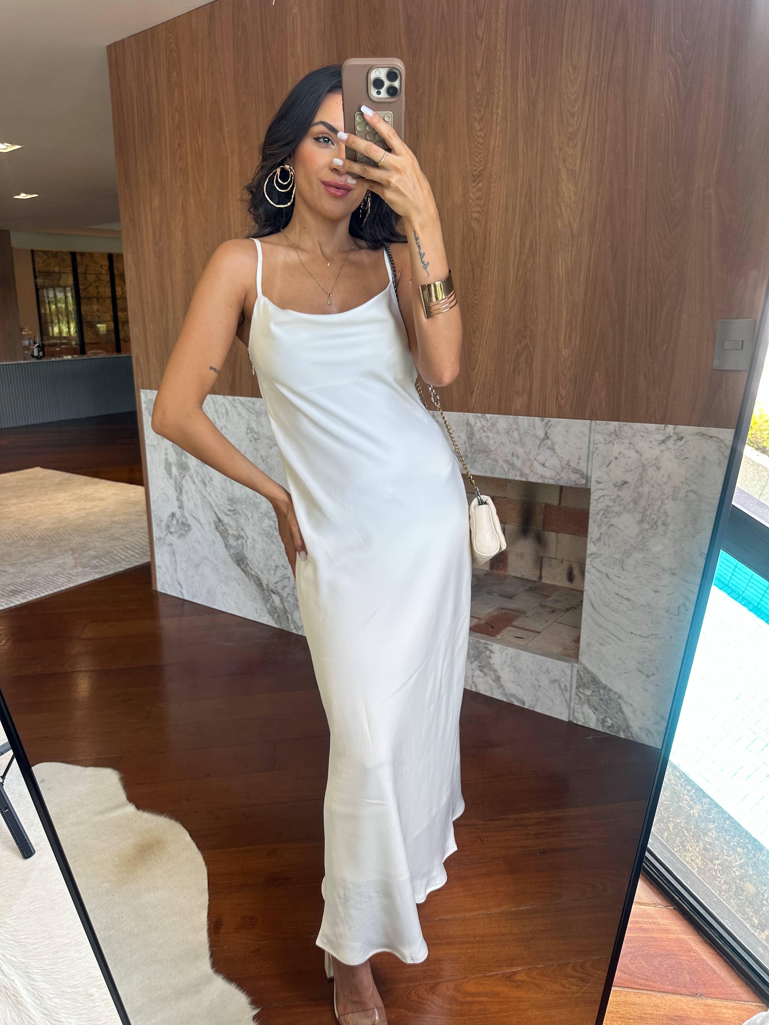 Vestido Acetinado Branco Verona