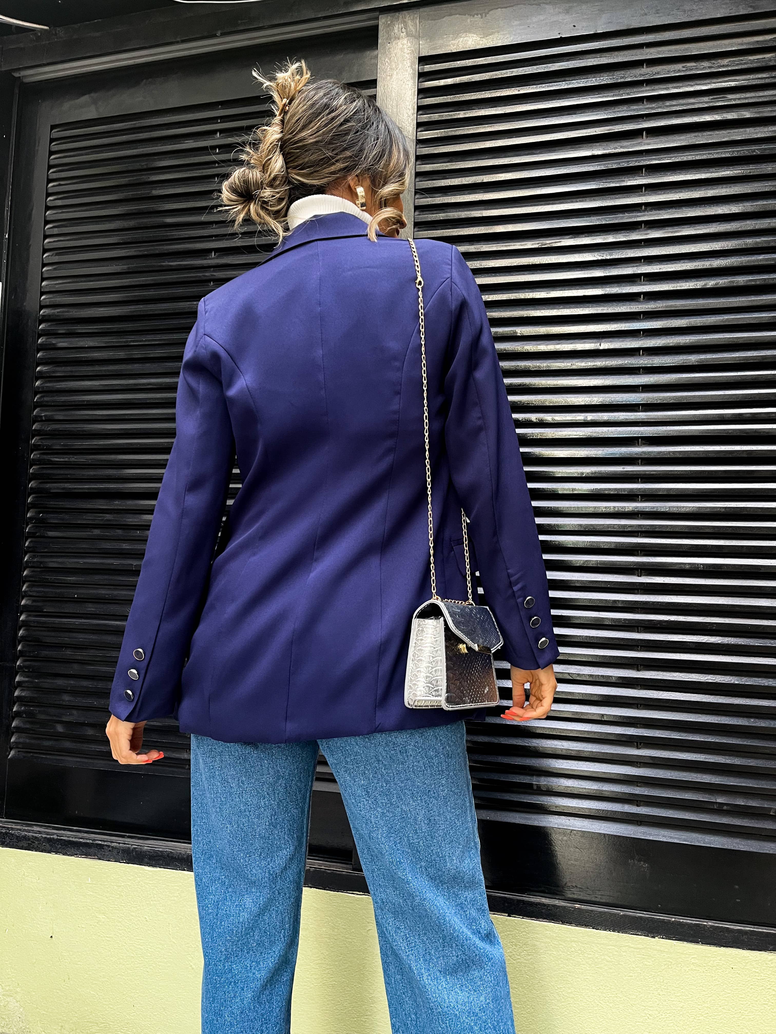 Maxi Blazer Amélia Azul Marinho