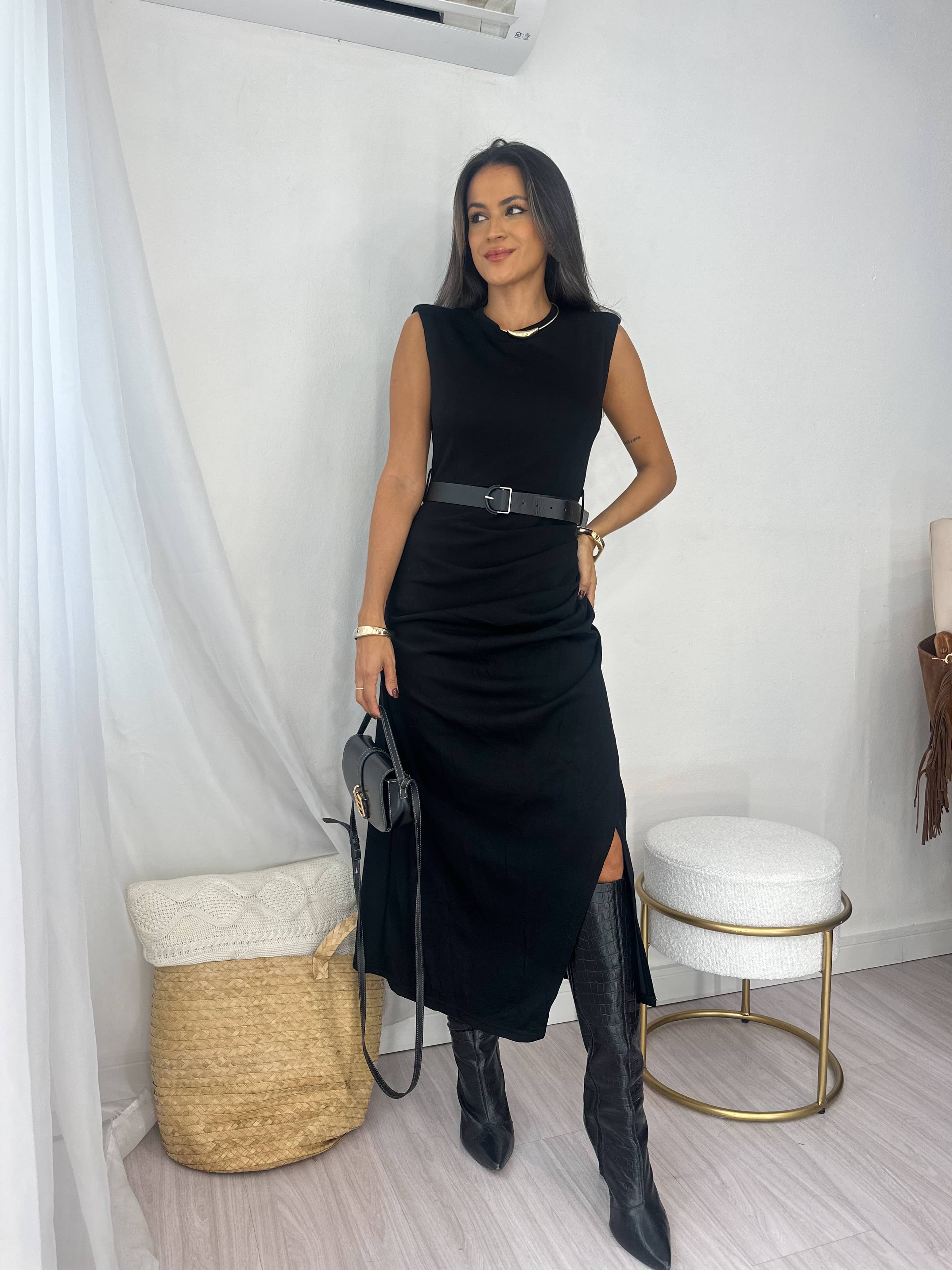 Vestido Midi Preto Ana