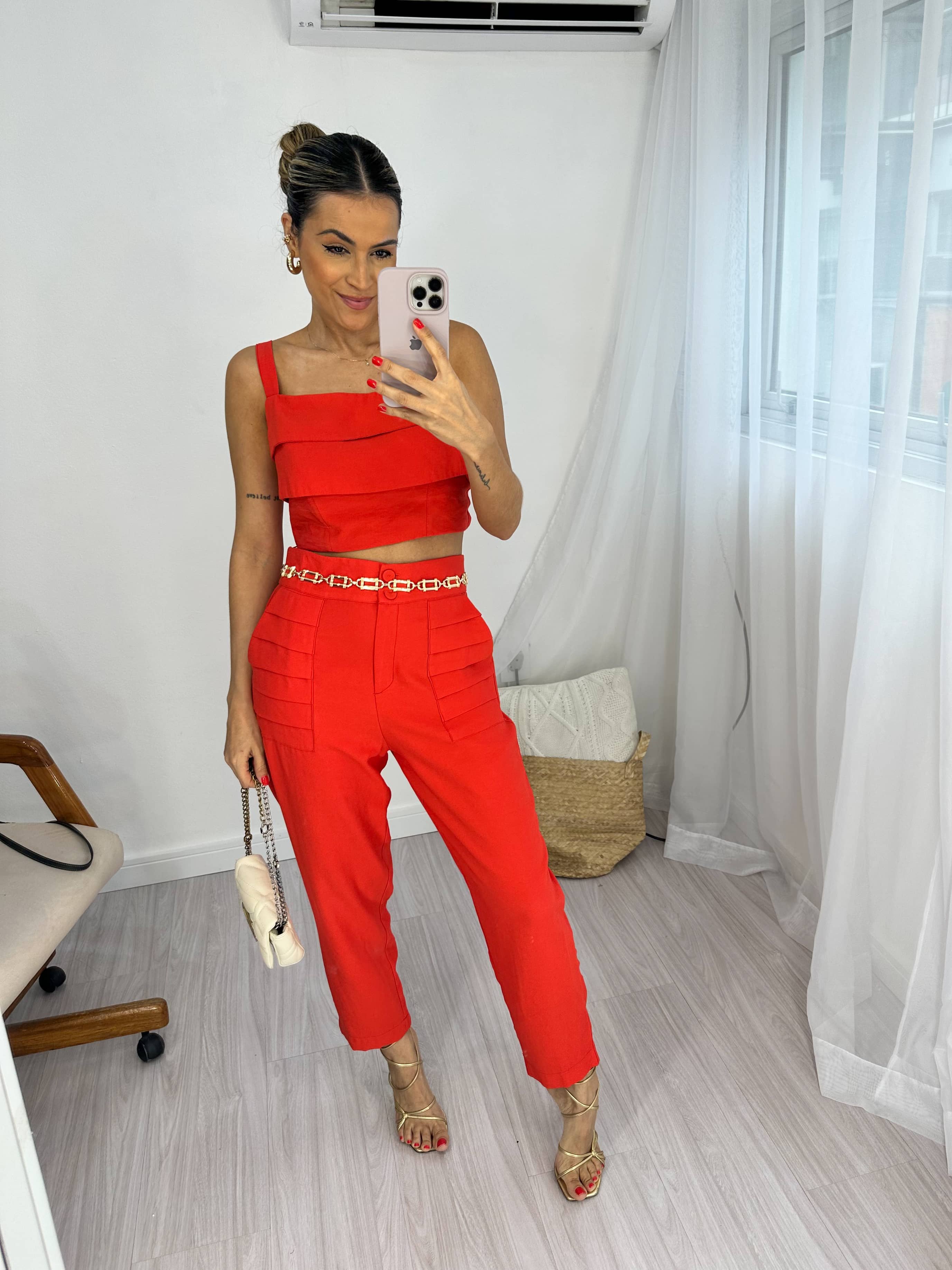 Cropped Alfaiataria Vermelho Ane
