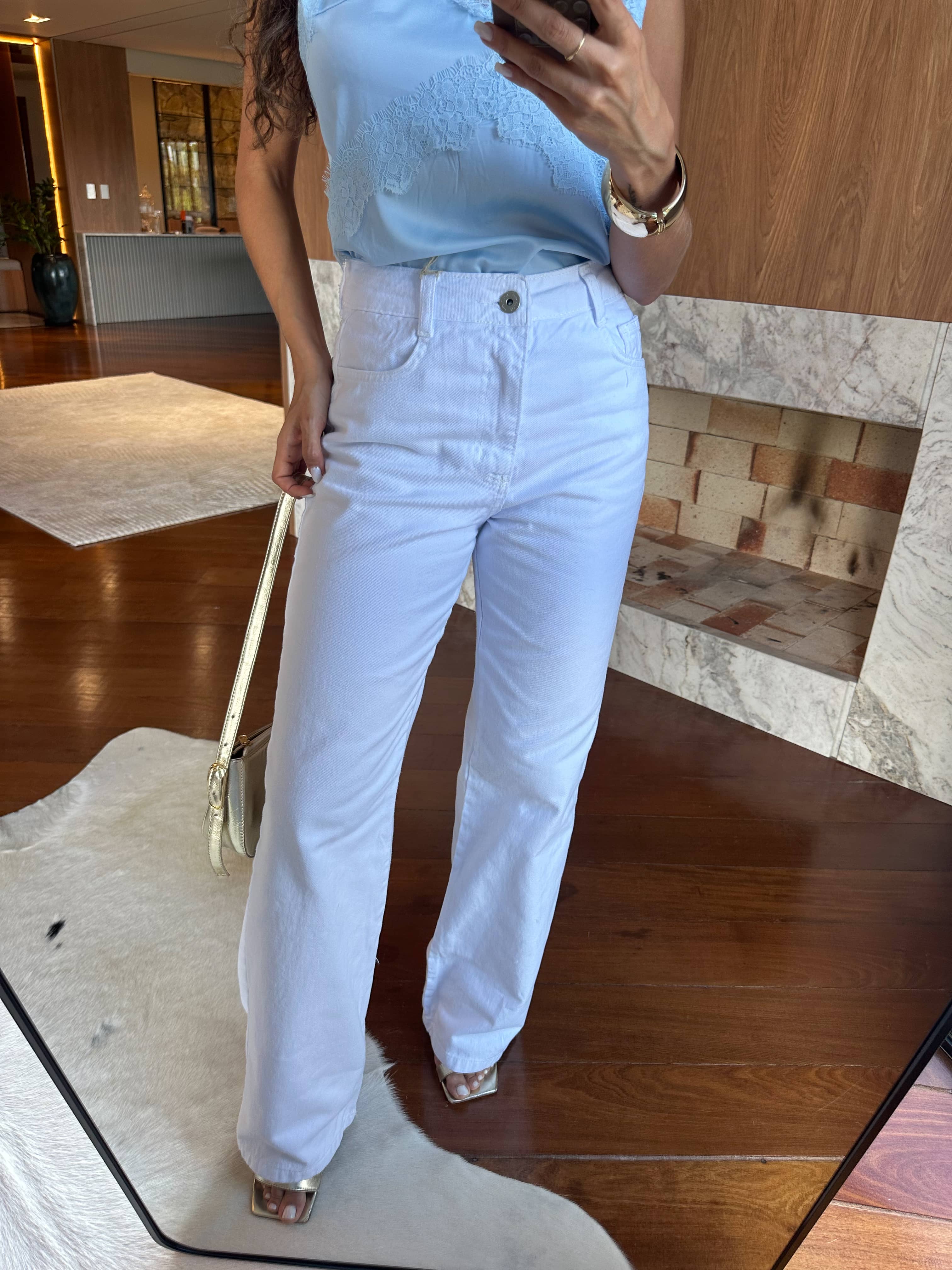 Calça Wide Leg Jeans Off Nala