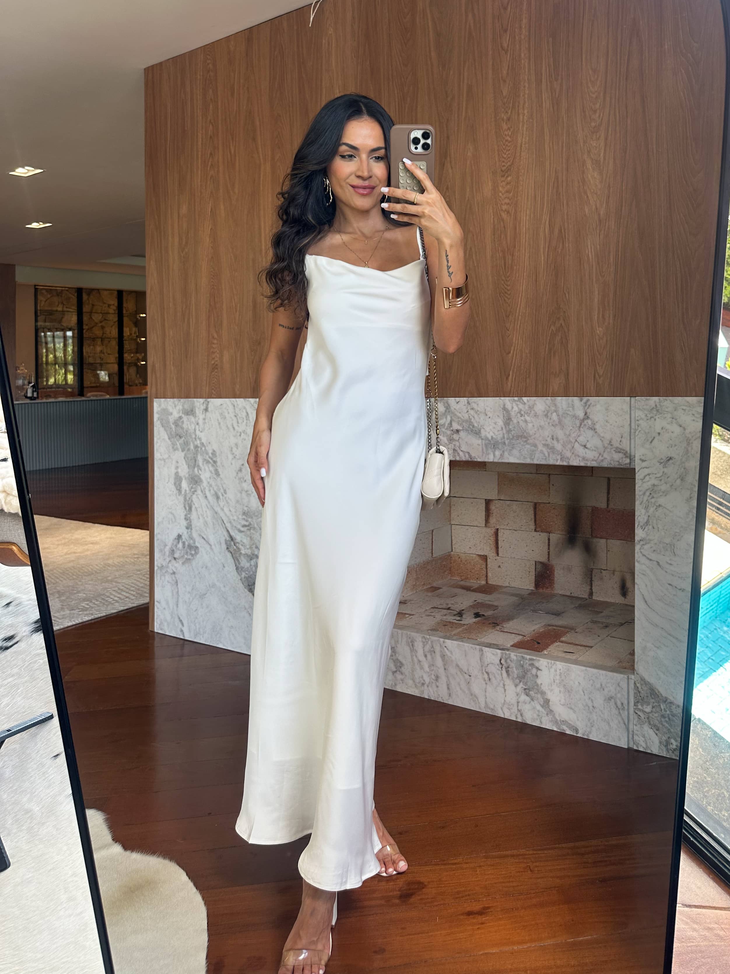 Vestido Acetinado Branco Verona