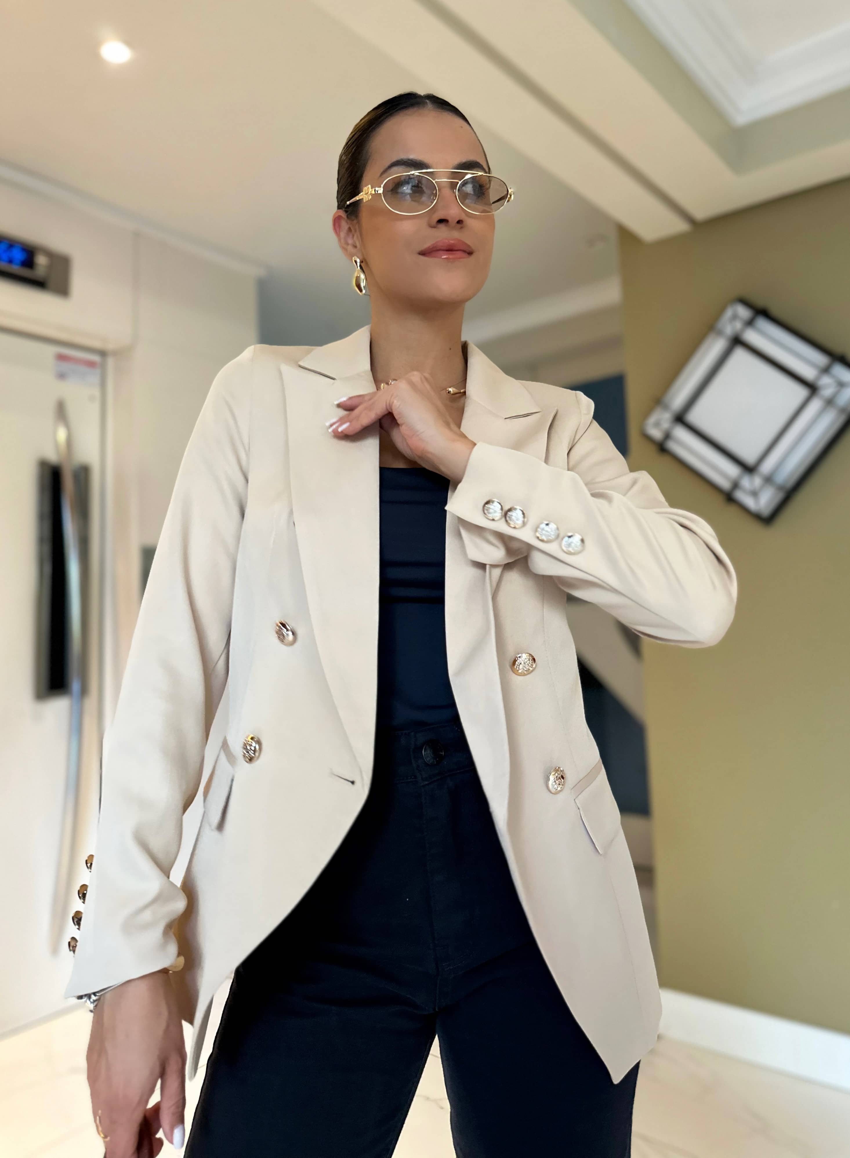 Blazer Inspiração Balmain Nude