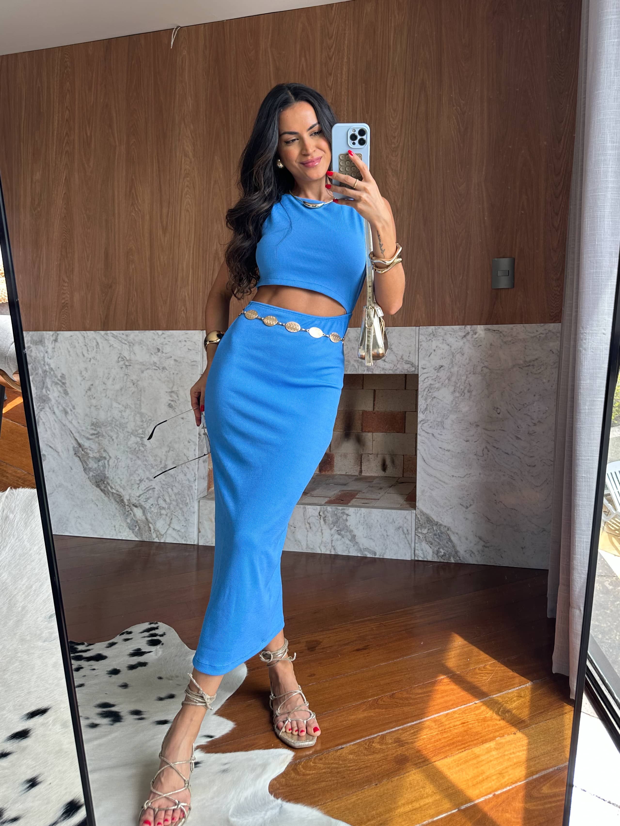 Vestido Midi Azul Lory