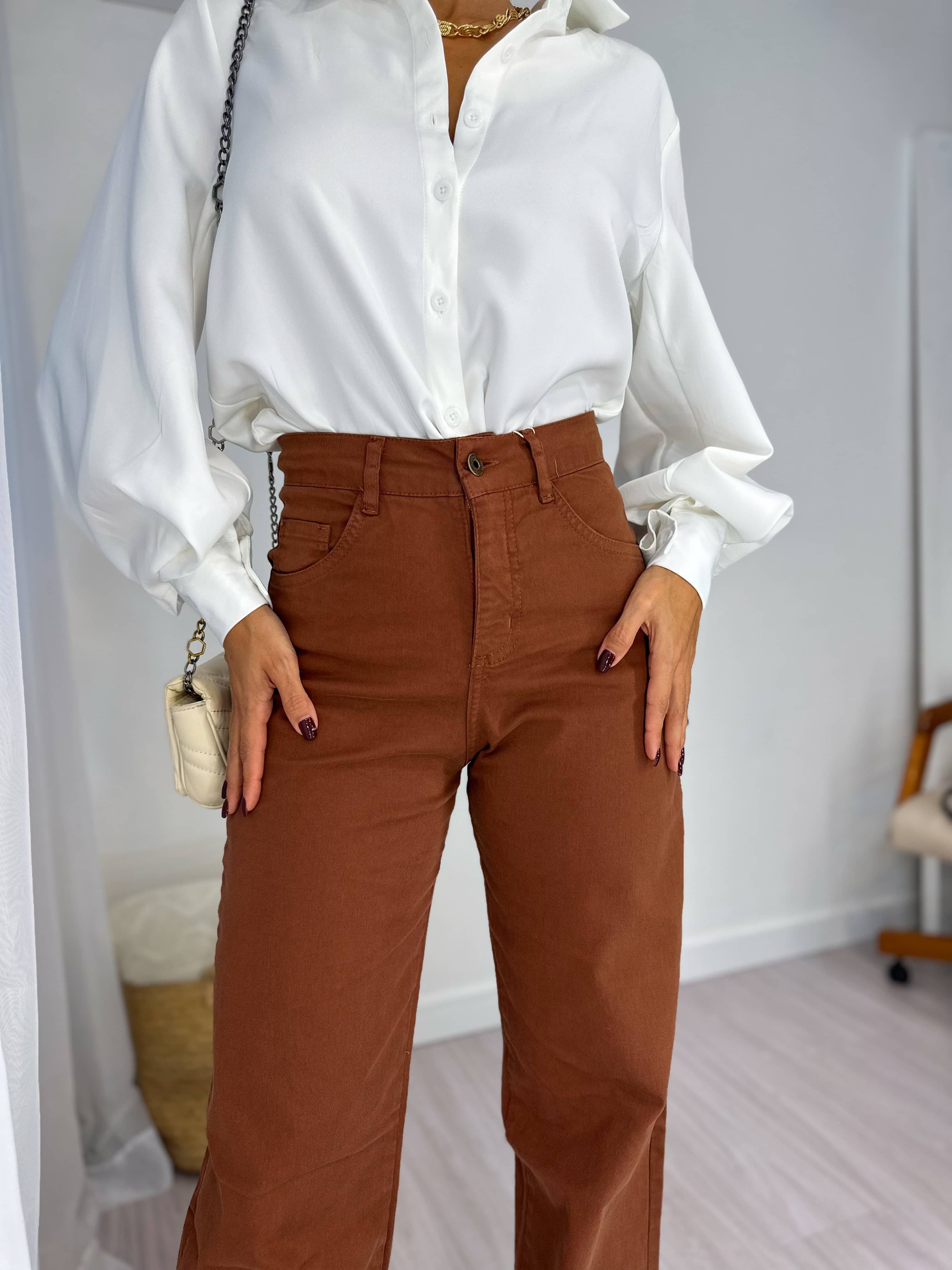 Calça Wide Leg Berlim Marrom