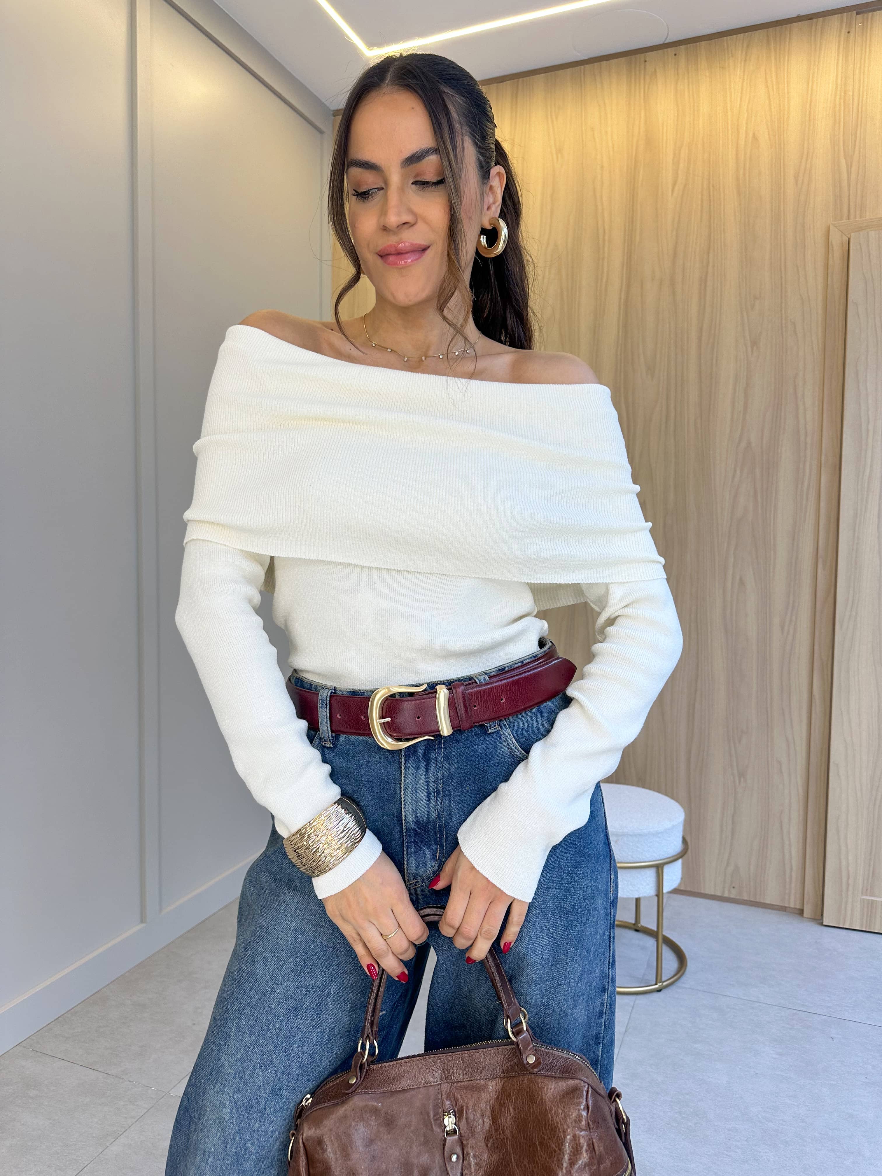 Blusa Ombro a Ombro Modal Off Moly