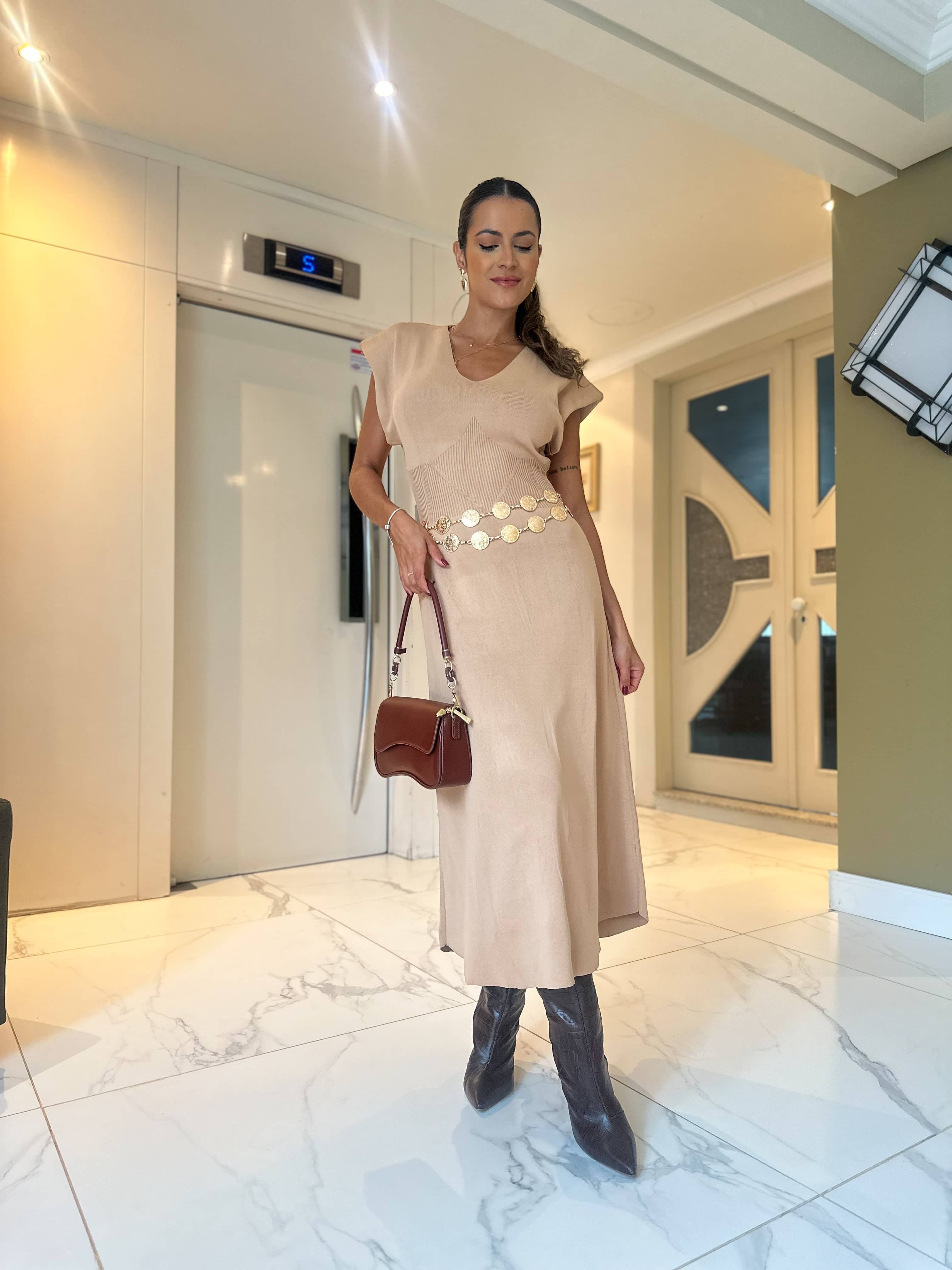 Vestido Midi Nude Bily