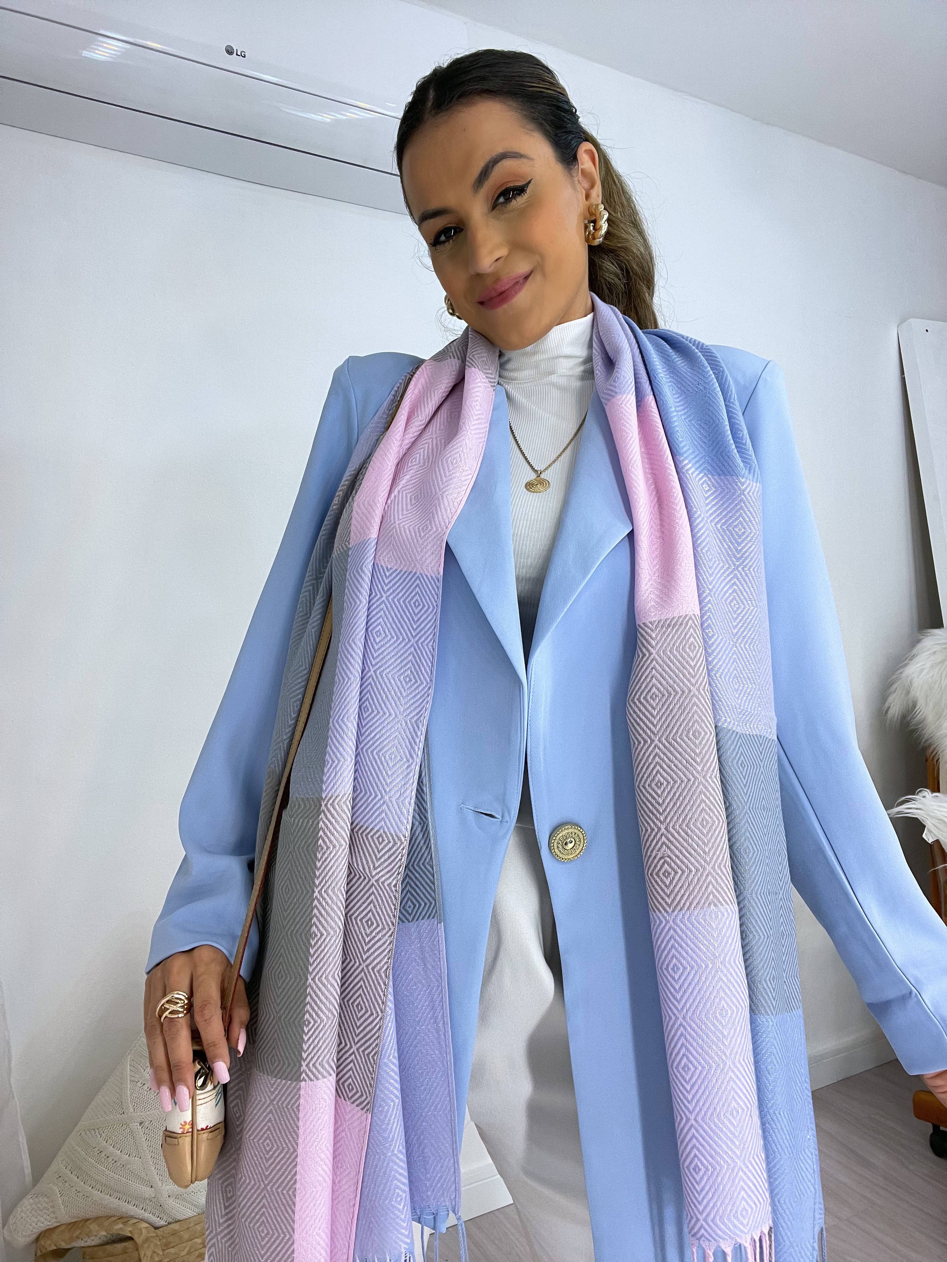 Blazer Over Alfaiataria Dielly Azul