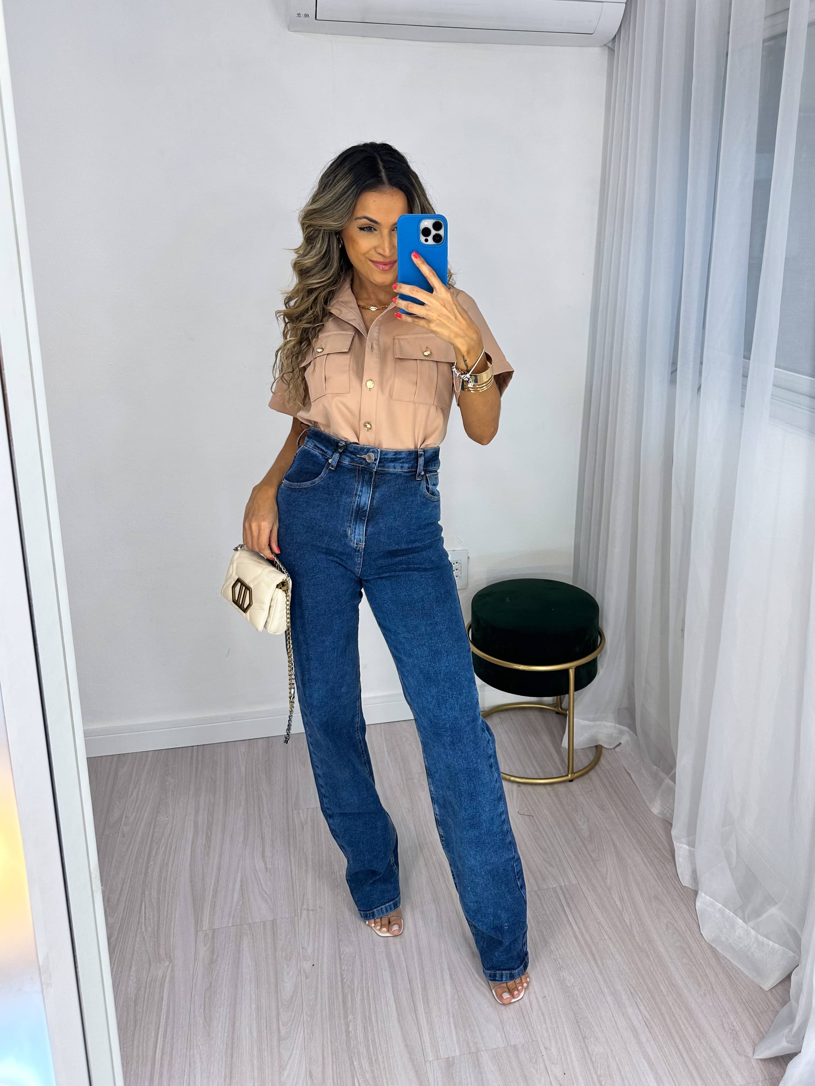 Camisa Cropped Blush Nude