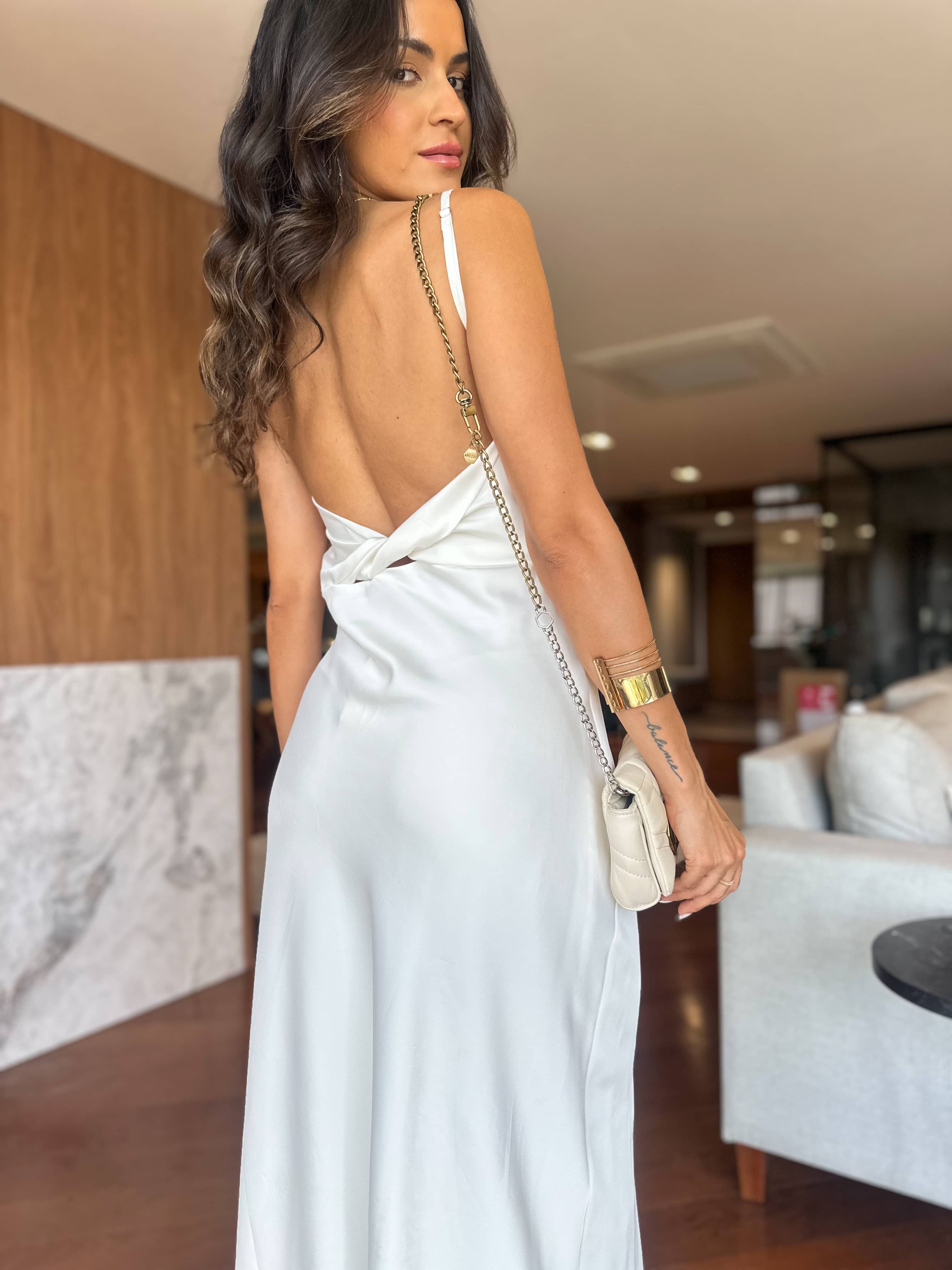 Vestido Acetinado Branco Verona