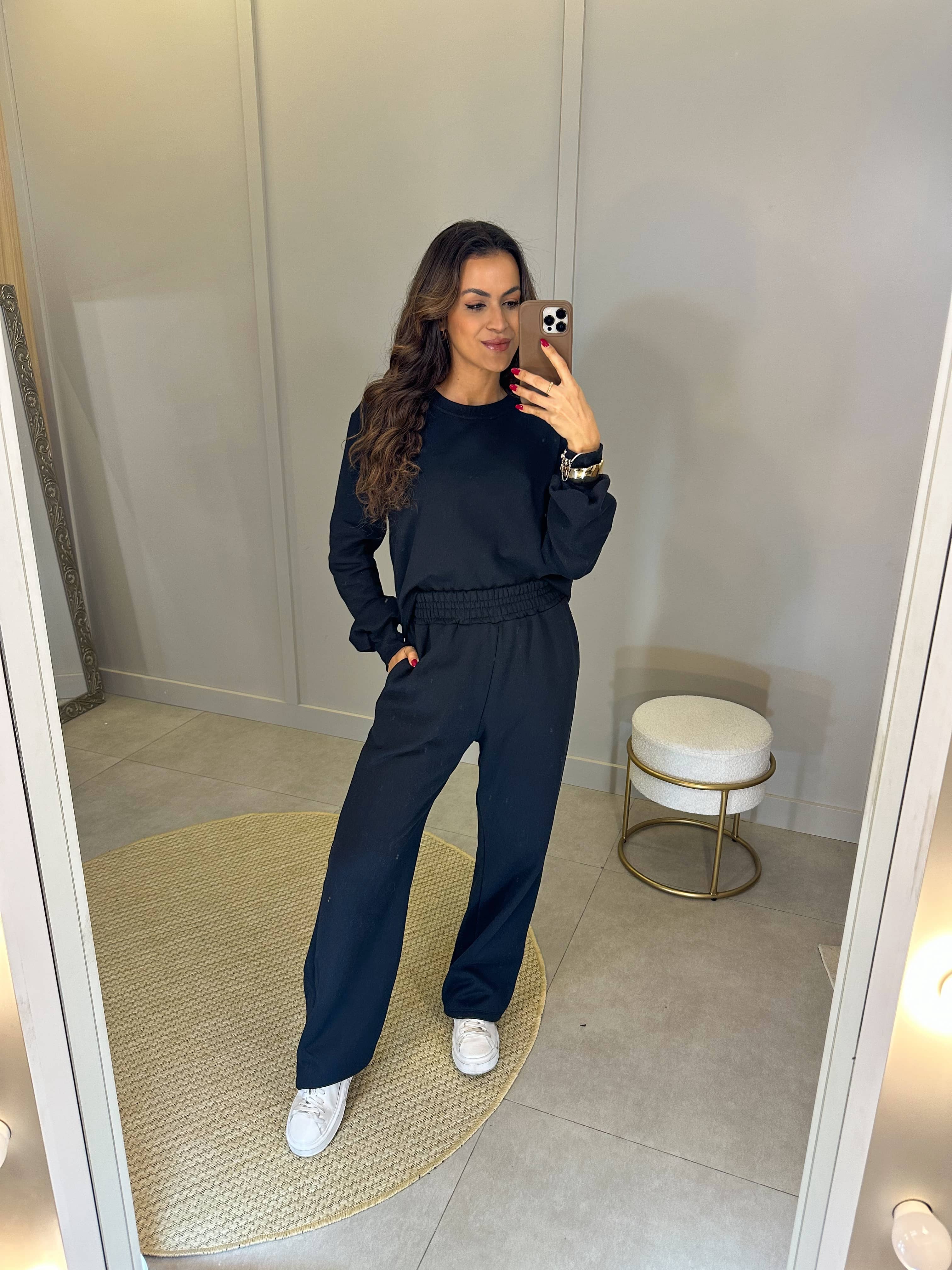 Conjunto Moletom Preto Riba