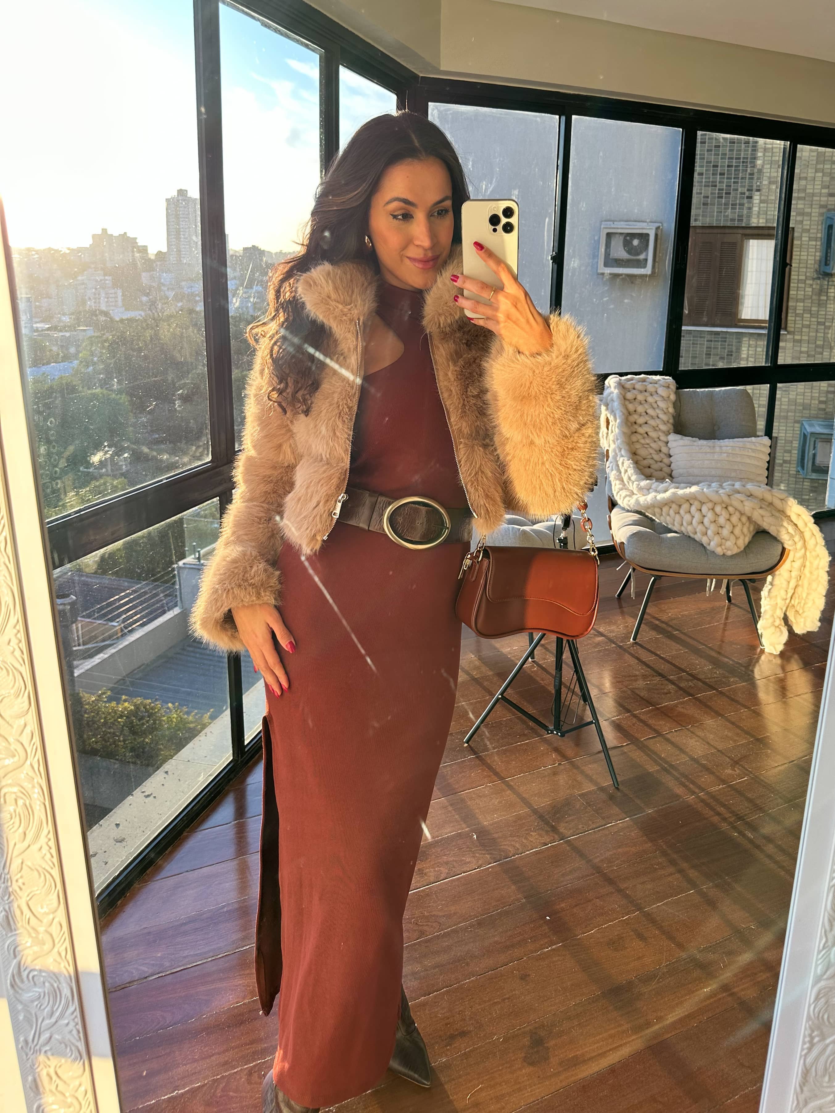 Vestido Midi Marrom Charlotte