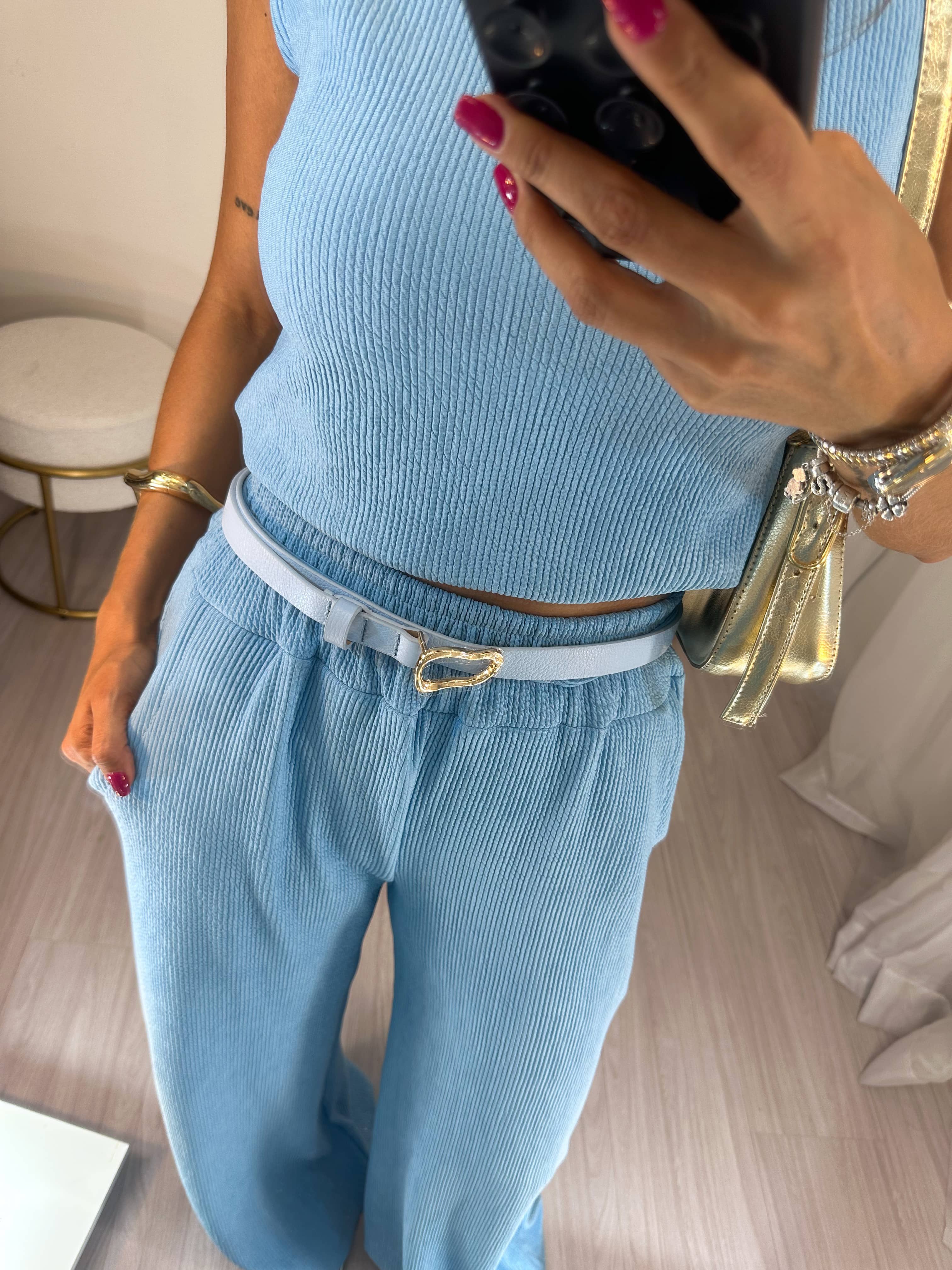 Cinto em Couro Baby Blue Lisy