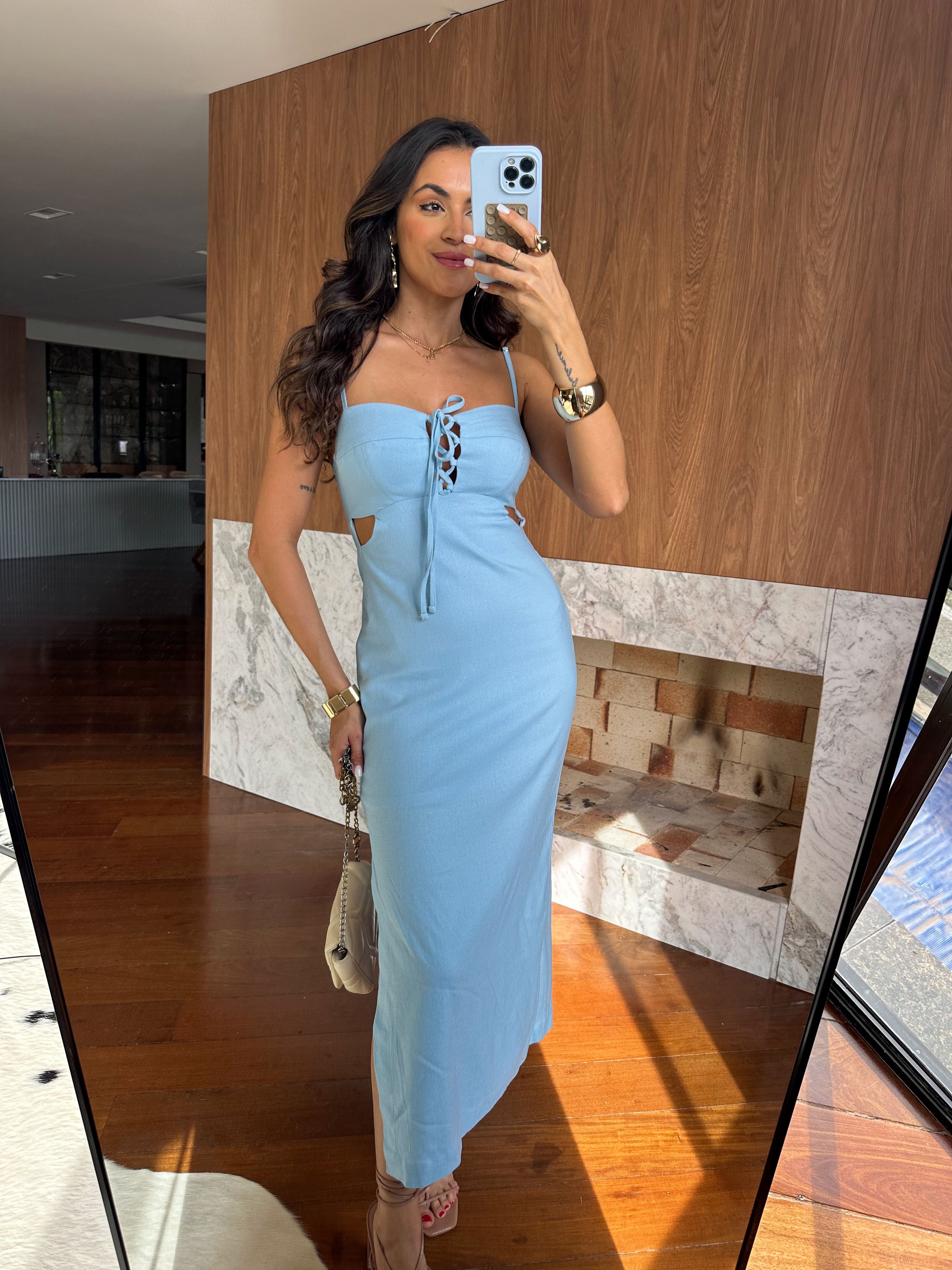 Vestido Midi Azul Falls