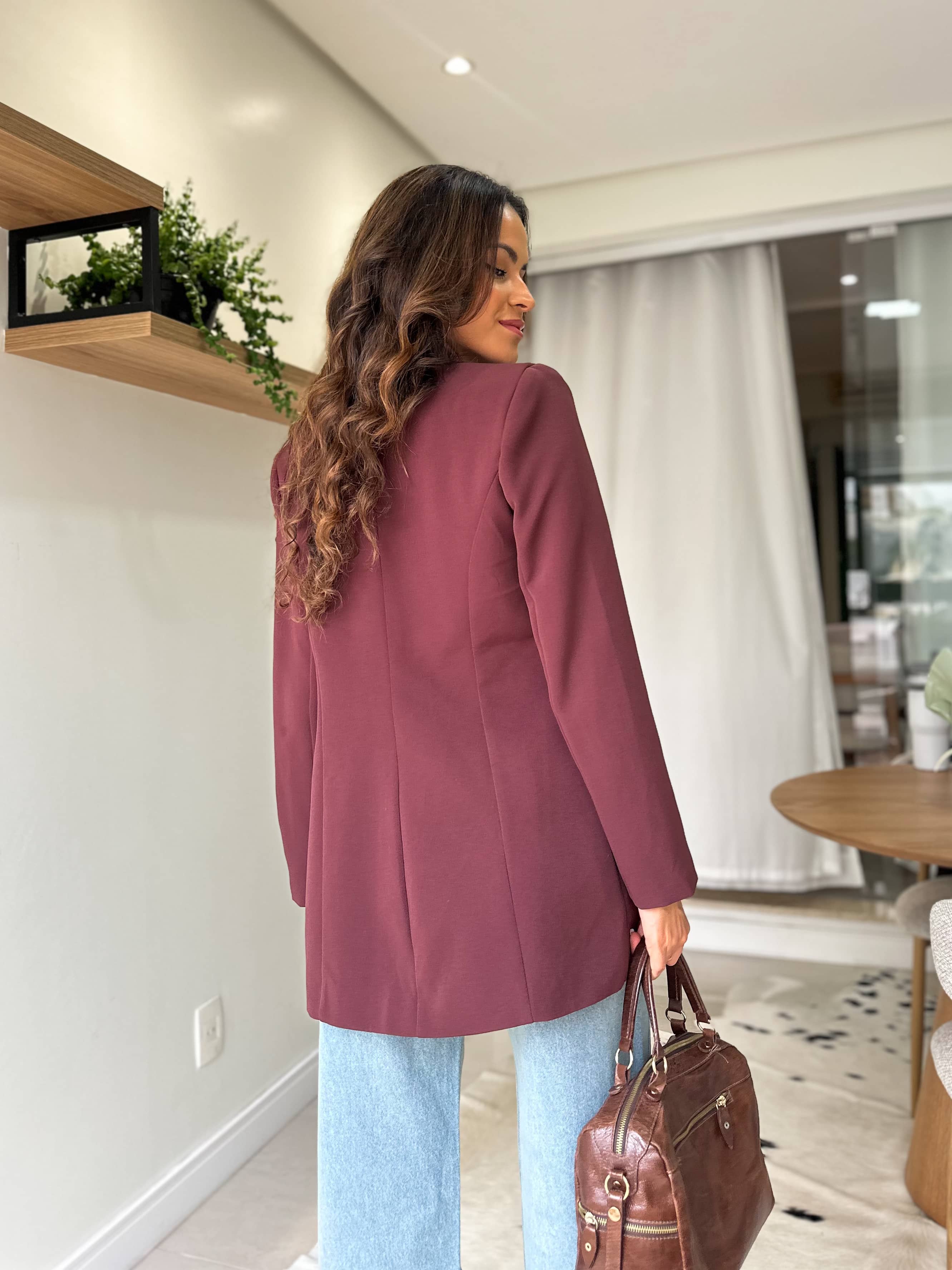 Blazer Alongado Marrom Lia
