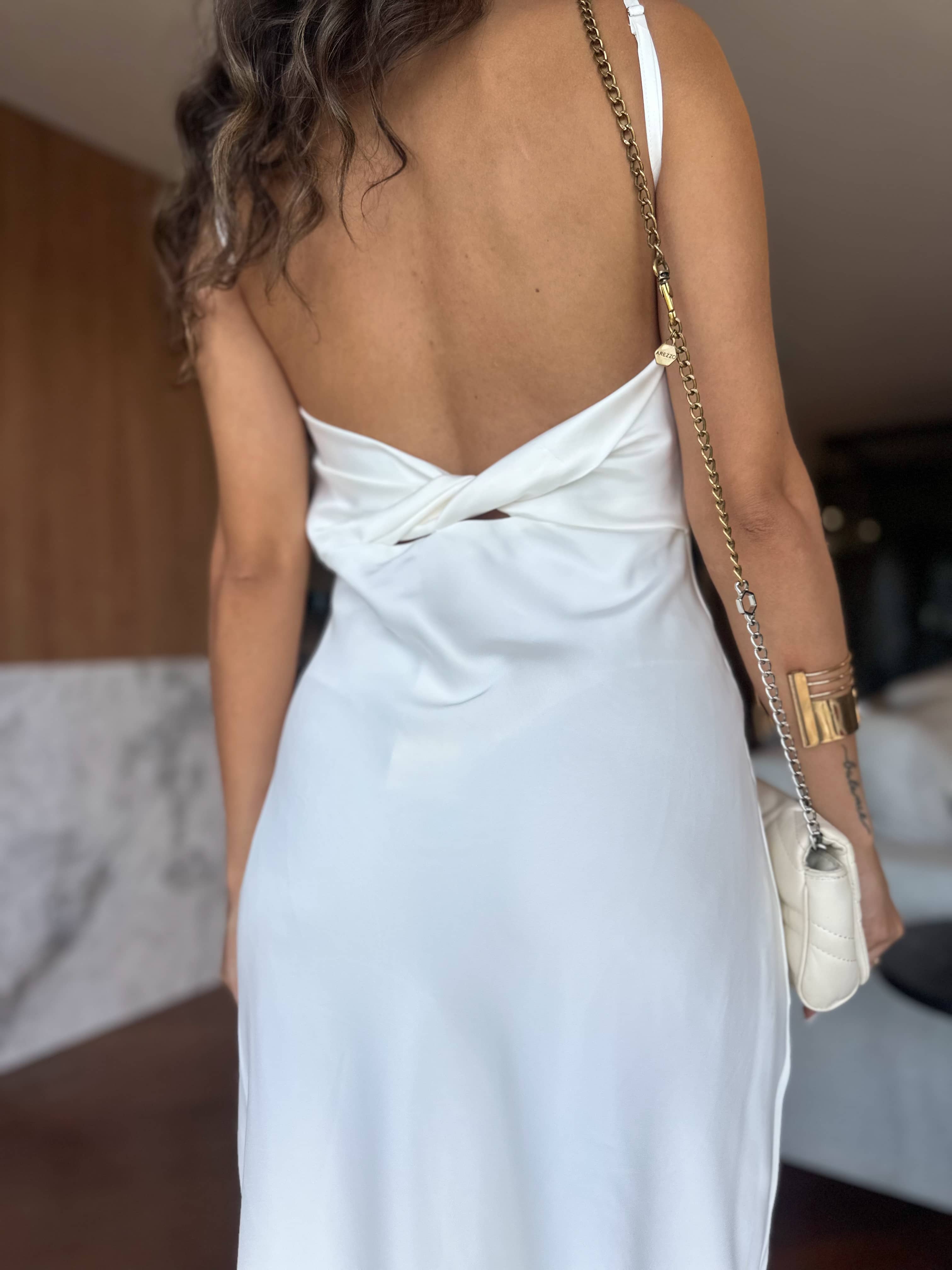 Vestido Acetinado Branco Verona