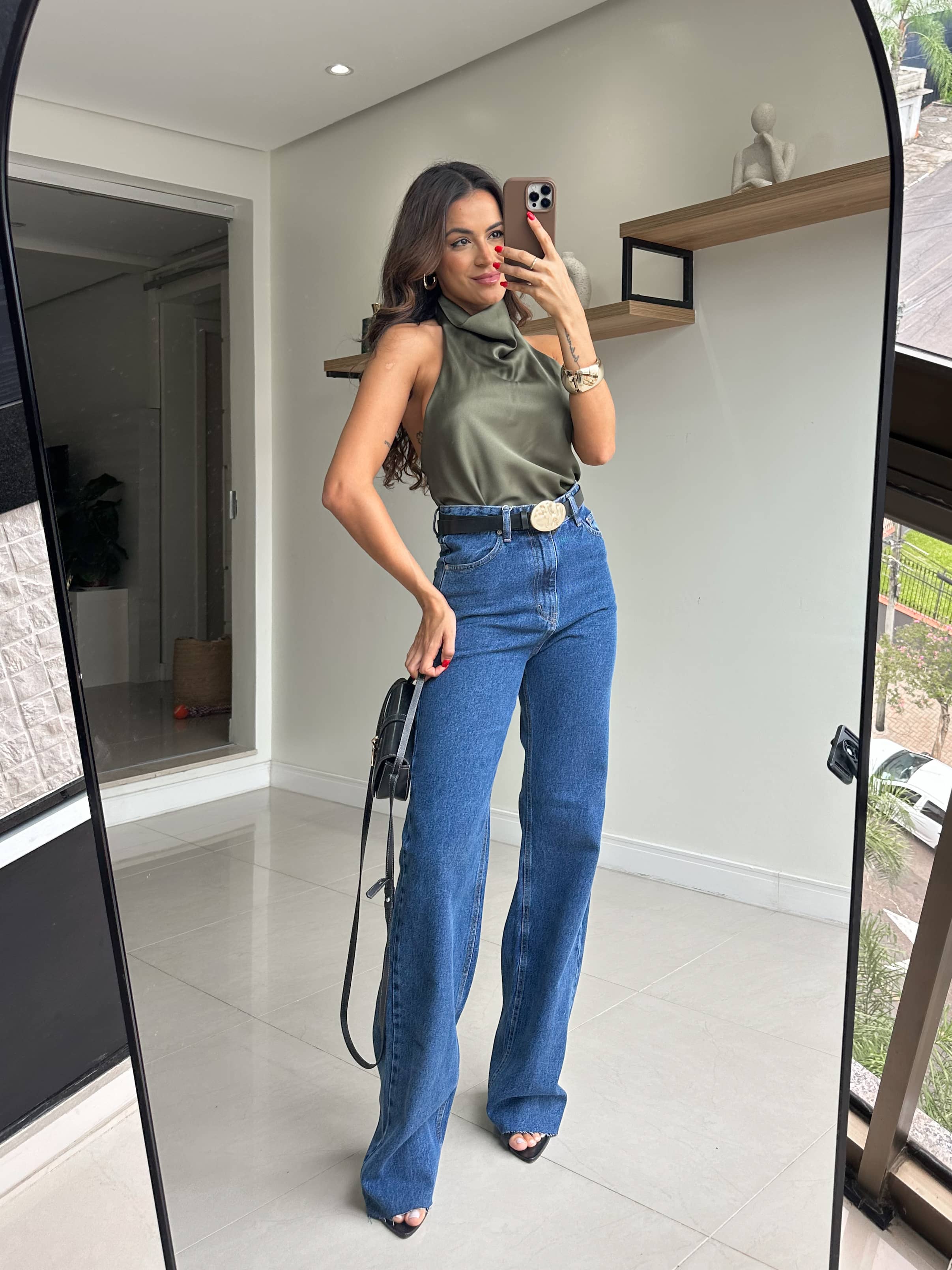 Calça Wide Leg Sofi Escura
