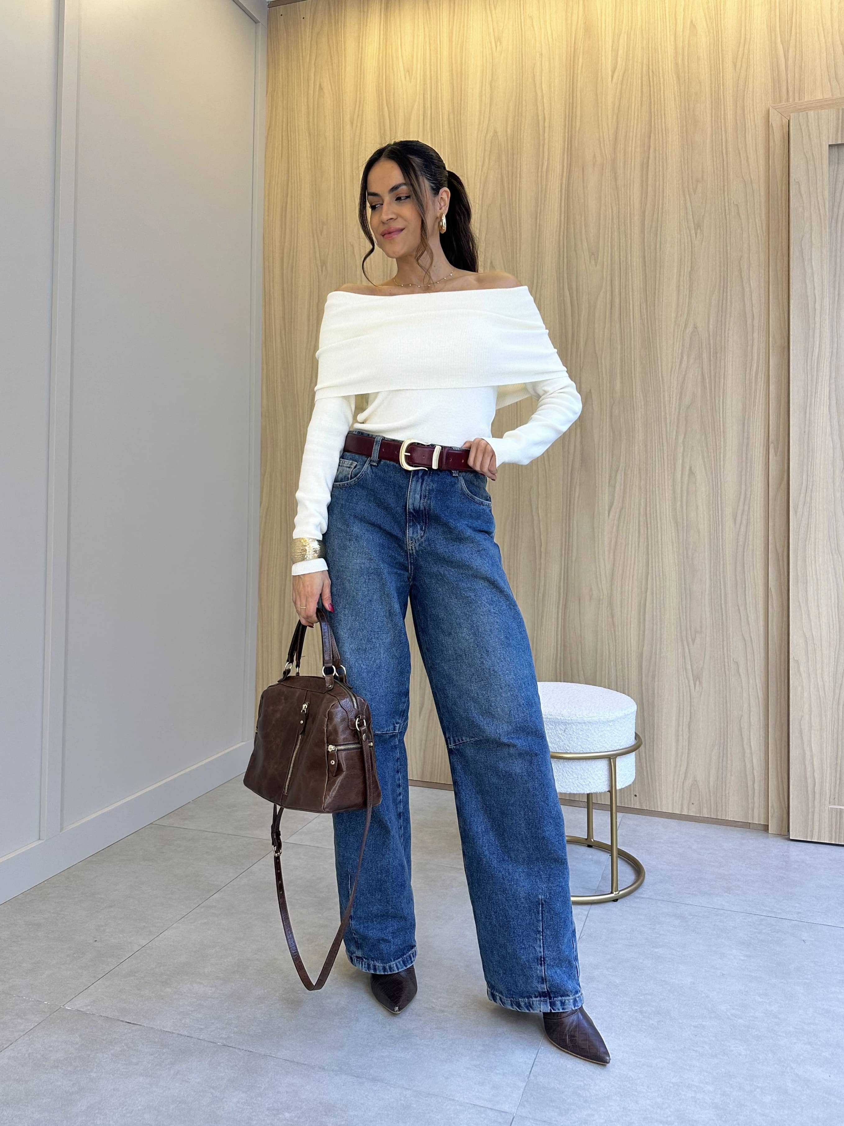 Blusa Ombro a Ombro Modal Off Moly