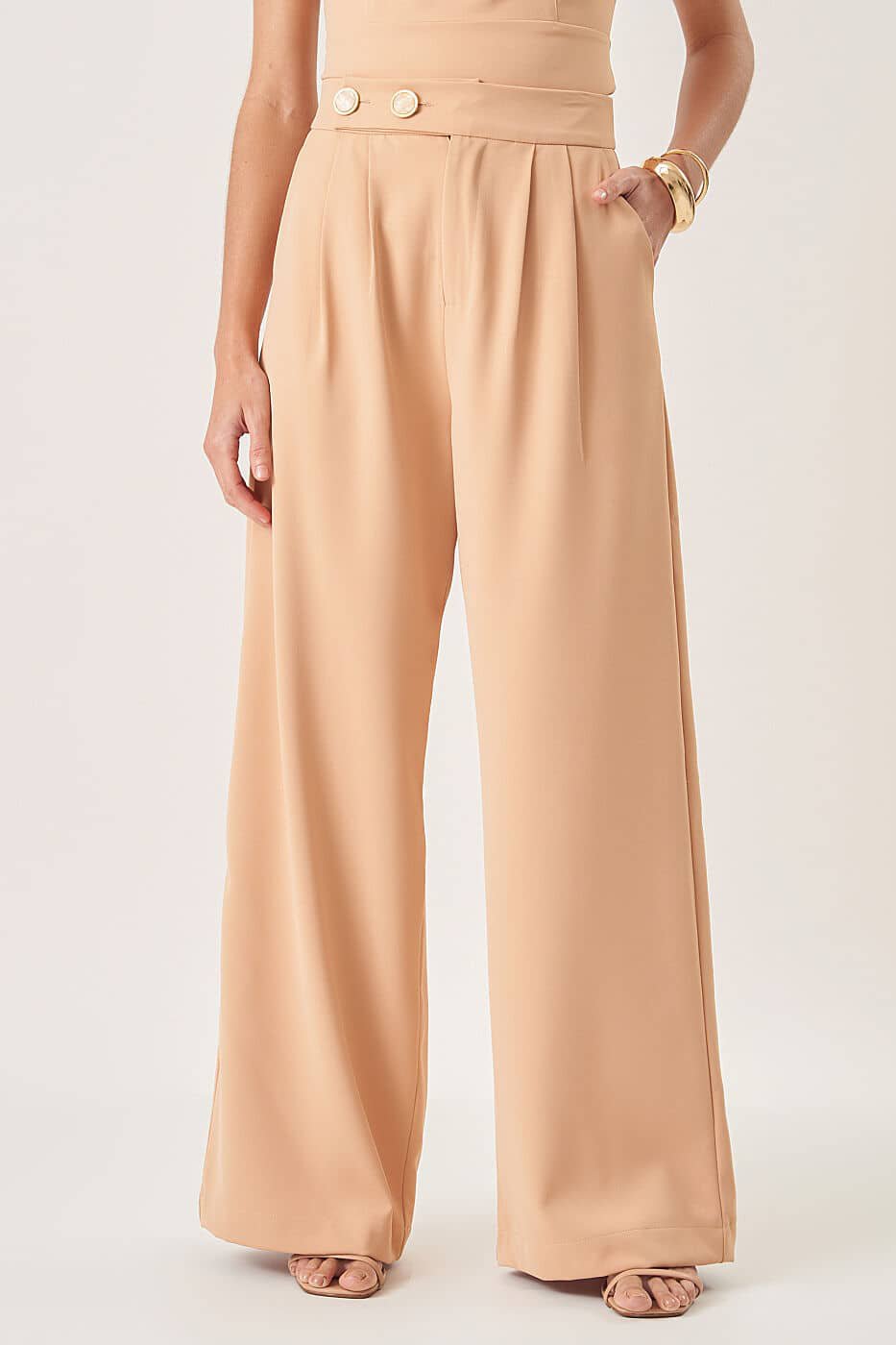 Calça Wide Leg Nude Ginie